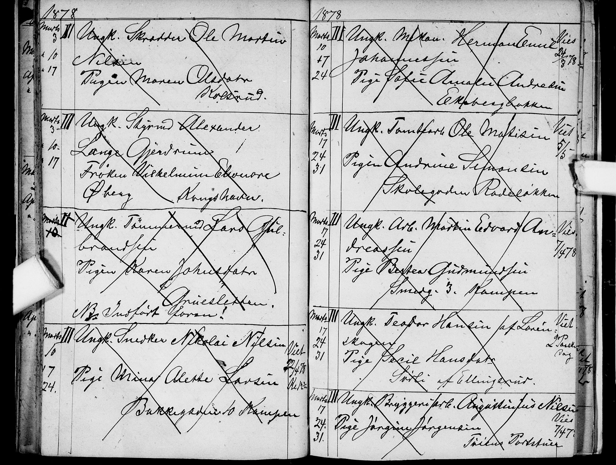 Østre Aker prestekontor Kirkebøker, AV/SAO-A-10840/H/Ha/L0003: Banns register no. I 3, 1873-1878