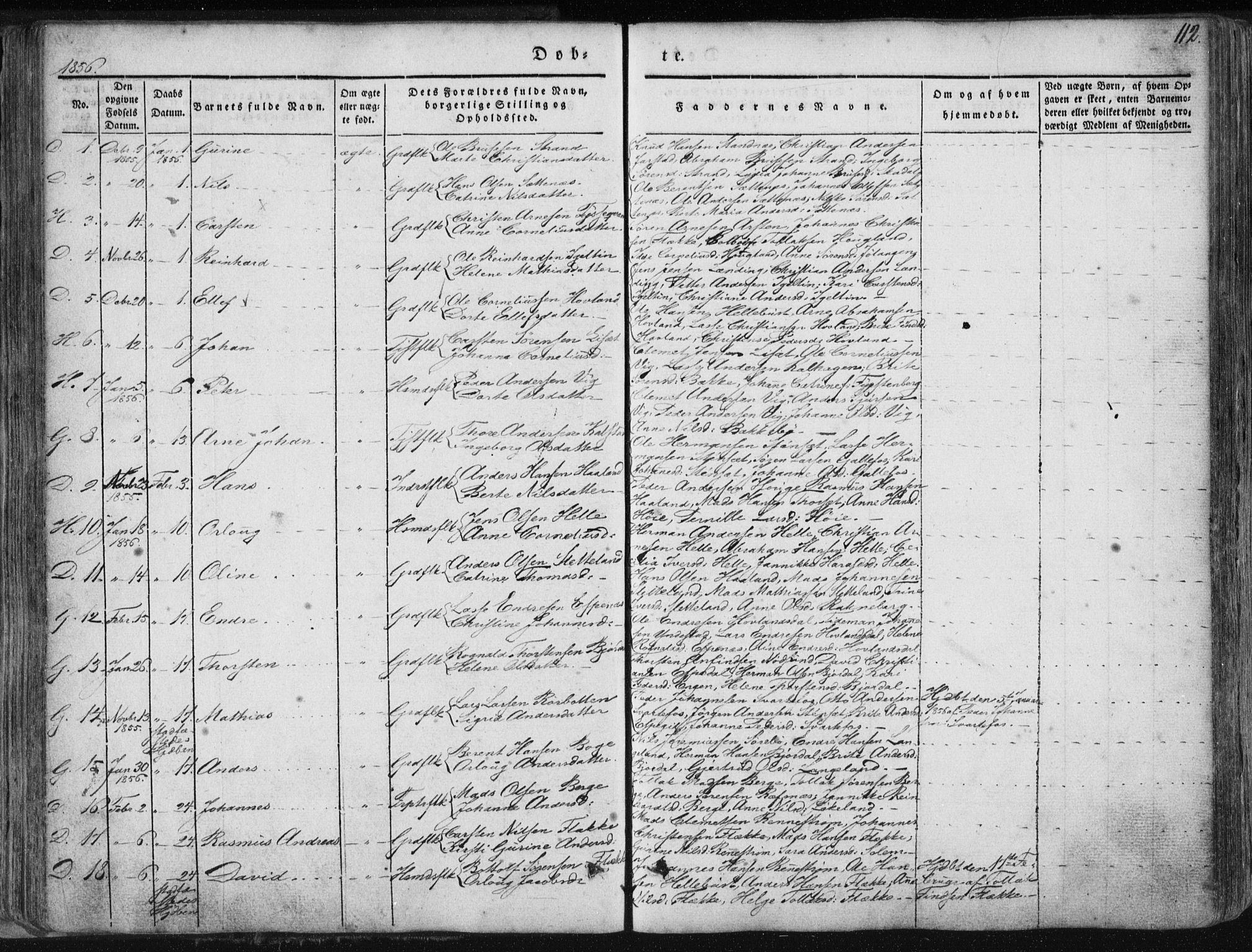 Fjaler sokneprestembete, SAB/A-79801/H/Haa/Haaa/L0006: Parish register (official) no. A 6, 1835-1884, p. 112