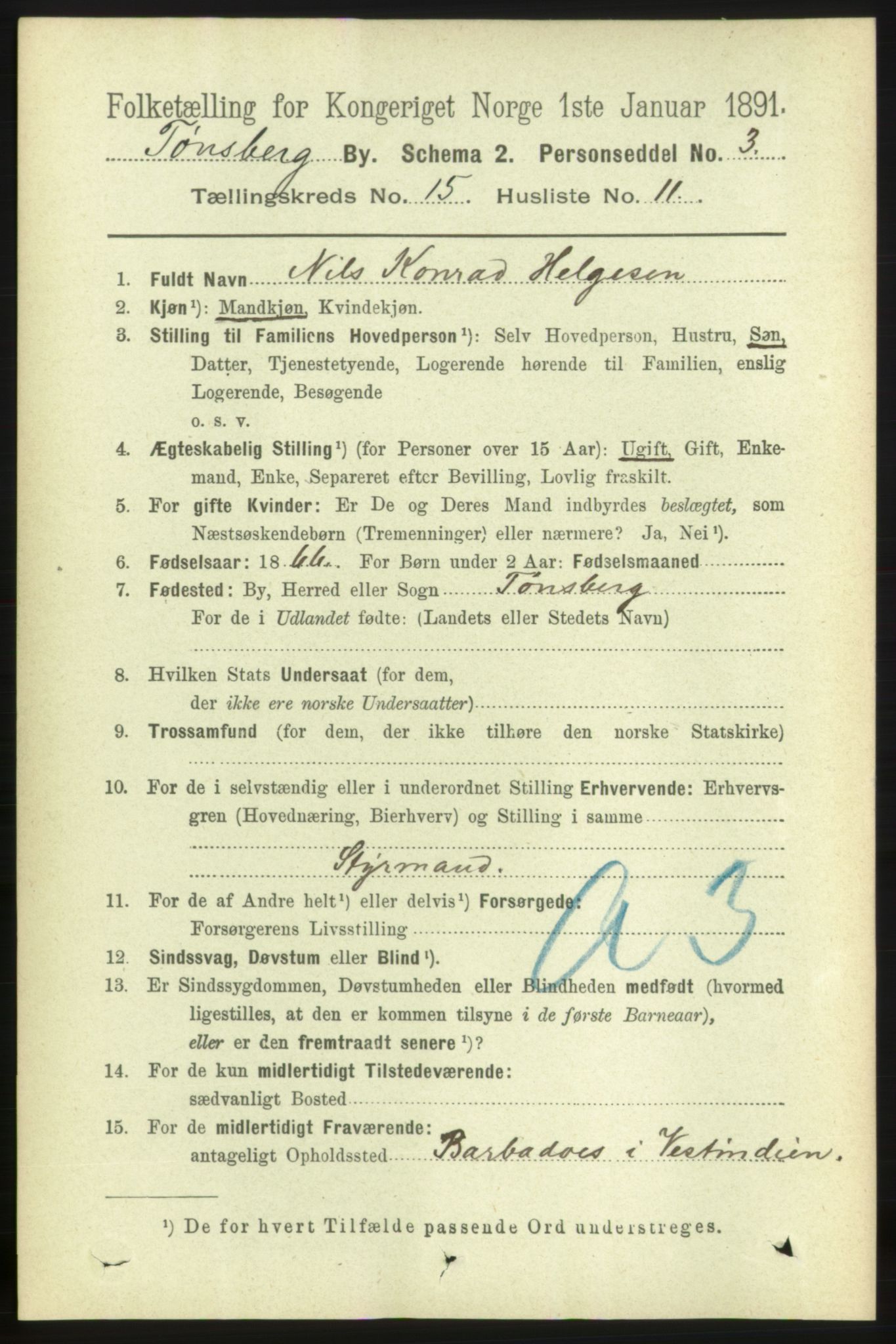 RA, 1891 census for 0705 Tønsberg, 1891, p. 4782