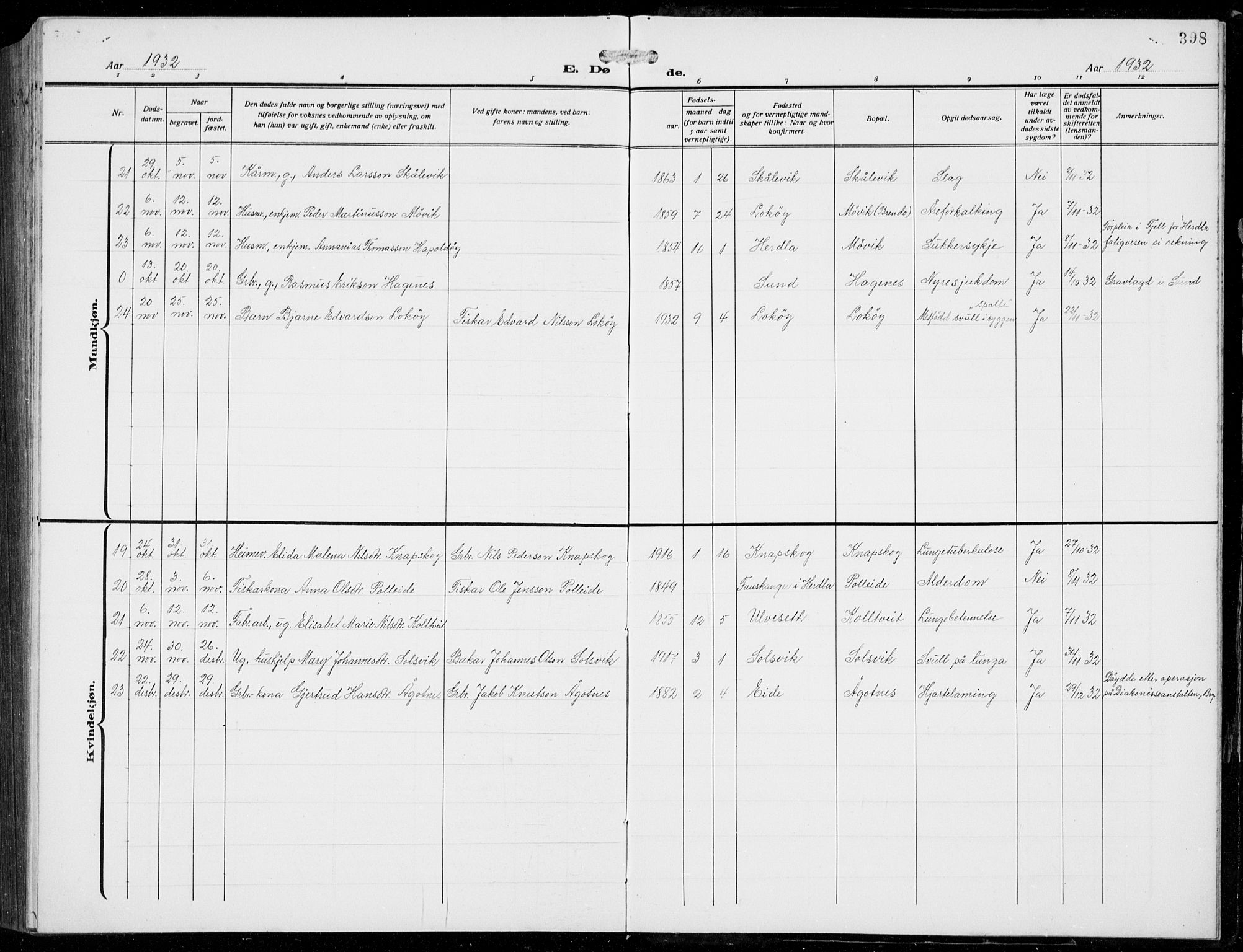 Fjell sokneprestembete, AV/SAB-A-75301/H/Hab: Parish register (copy) no. A  6, 1918-1936, p. 398