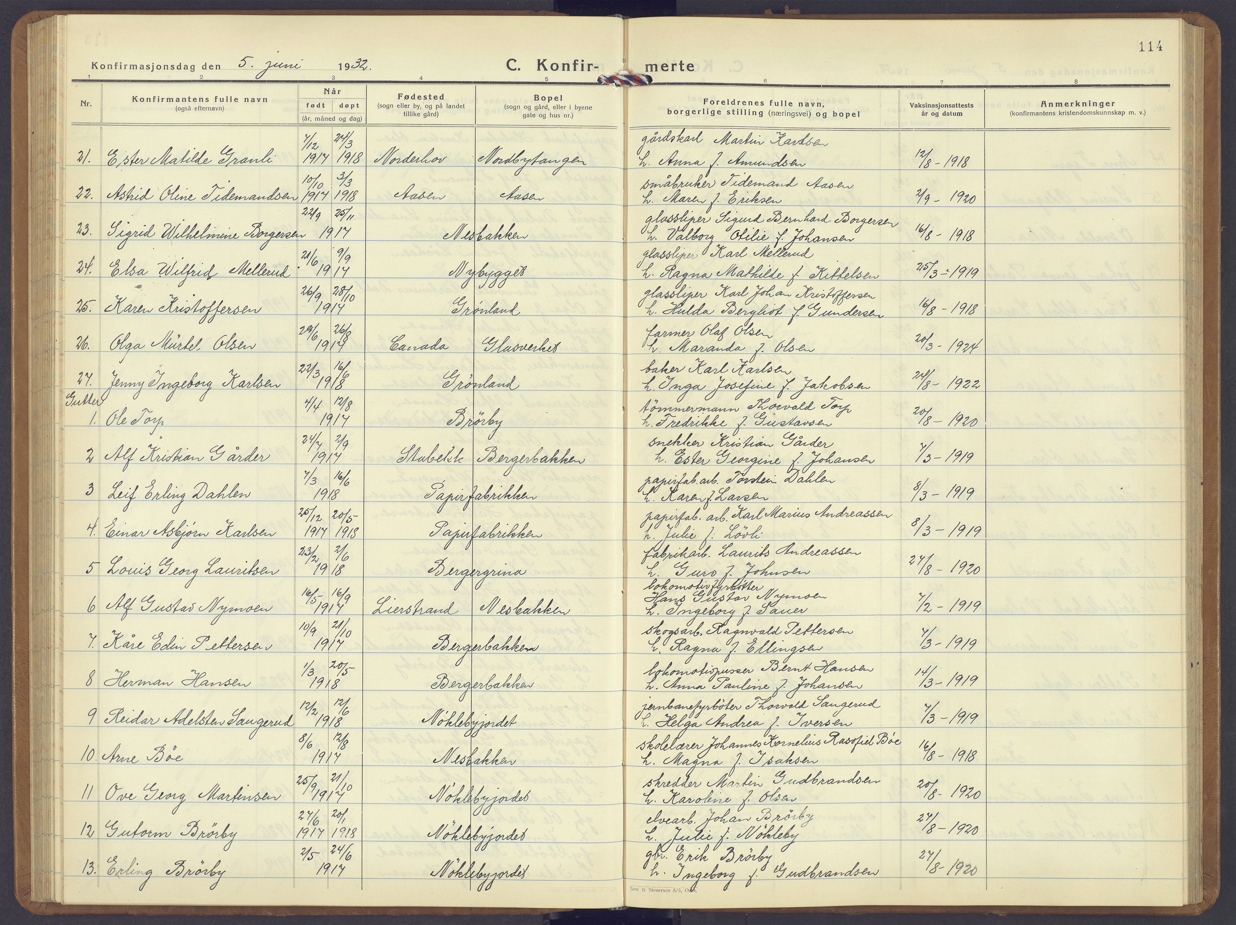 Jevnaker prestekontor, SAH/PREST-116/H/Ha/Hab/L0006: Parish register (copy) no. 6, 1930-1945, p. 114