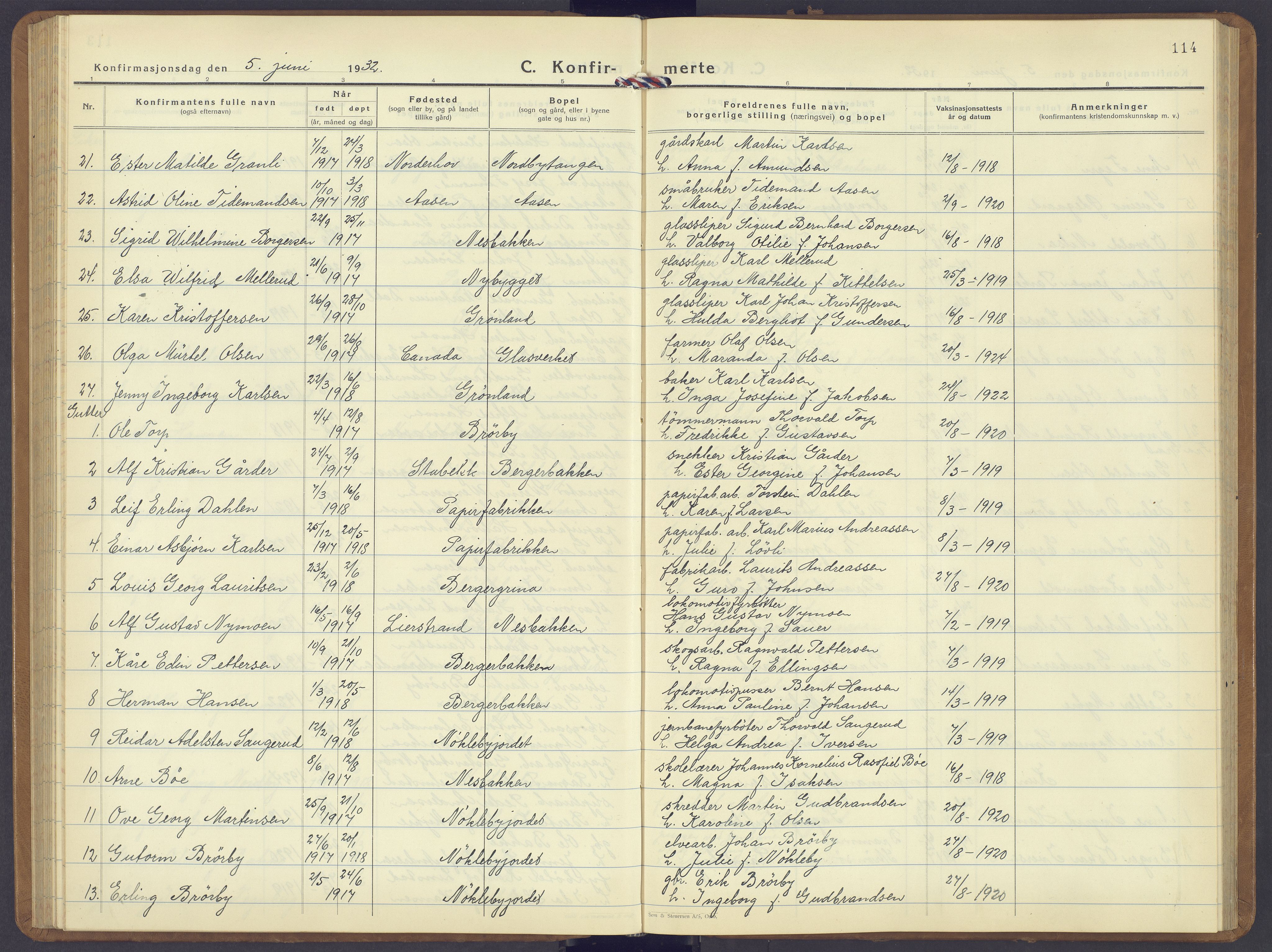 Jevnaker prestekontor, AV/SAH-PREST-116/H/Ha/Hab/L0006: Parish register (copy) no. 6, 1930-1945, p. 114