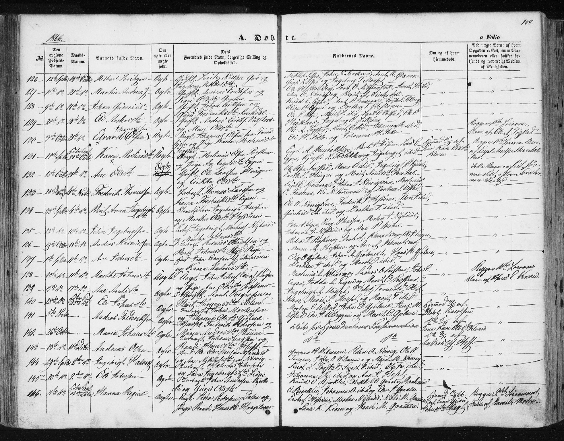 Ministerialprotokoller, klokkerbøker og fødselsregistre - Sør-Trøndelag, SAT/A-1456/668/L0806: Parish register (official) no. 668A06, 1854-1869, p. 108