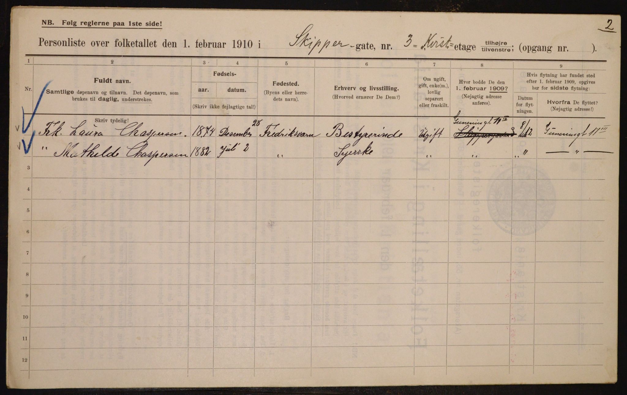 OBA, Municipal Census 1910 for Kristiania, 1910, p. 91047