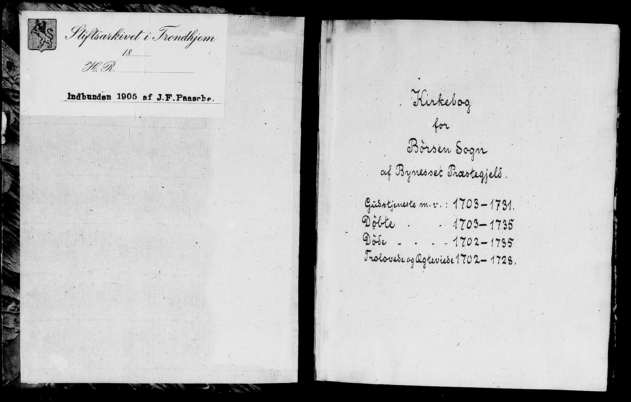 Ministerialprotokoller, klokkerbøker og fødselsregistre - Sør-Trøndelag, SAT/A-1456/665/L0766: Parish register (official) no. 665A01, 1702-1735