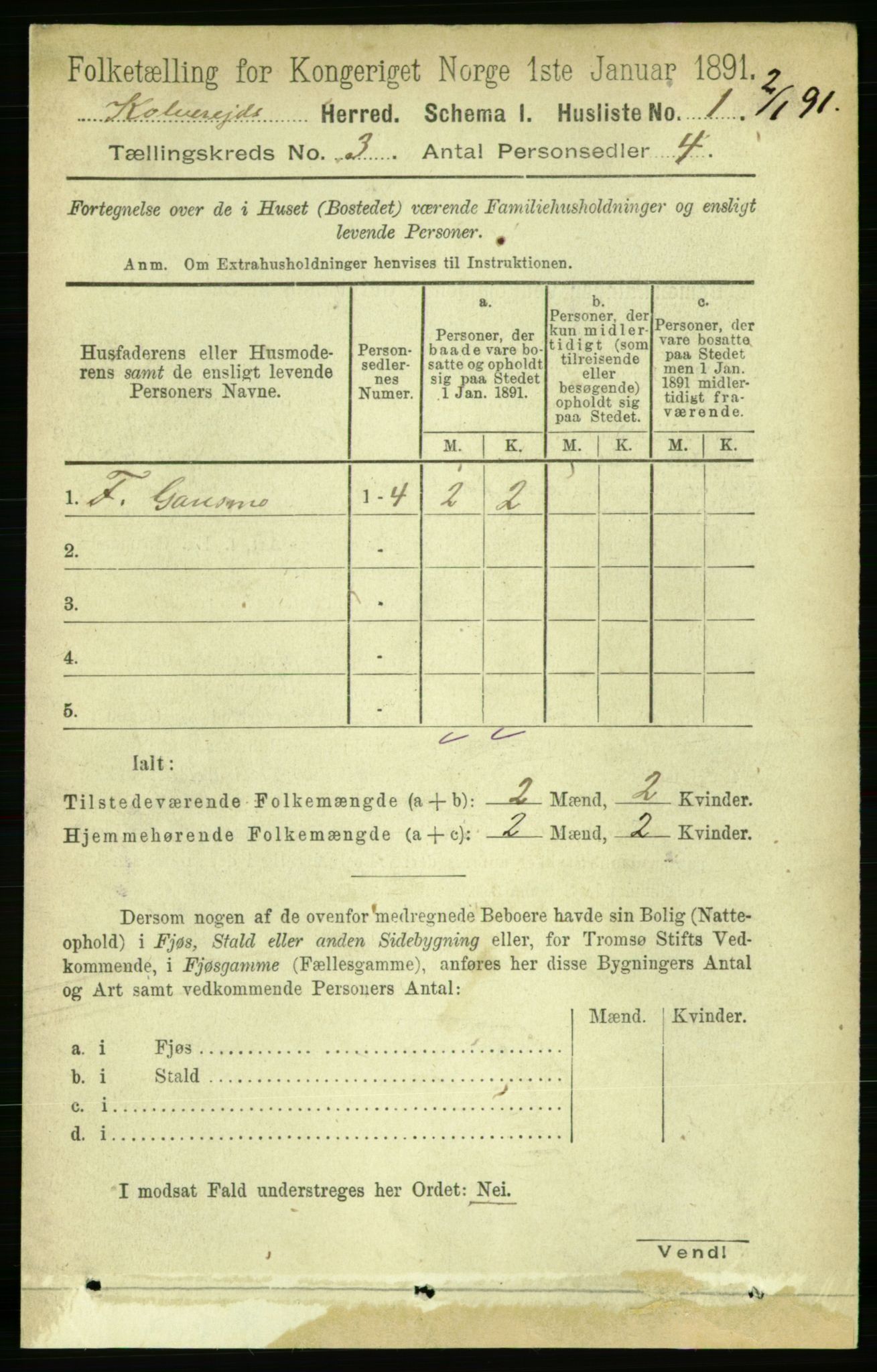 RA, 1891 census for 1752 Kolvereid, 1891, p. 804