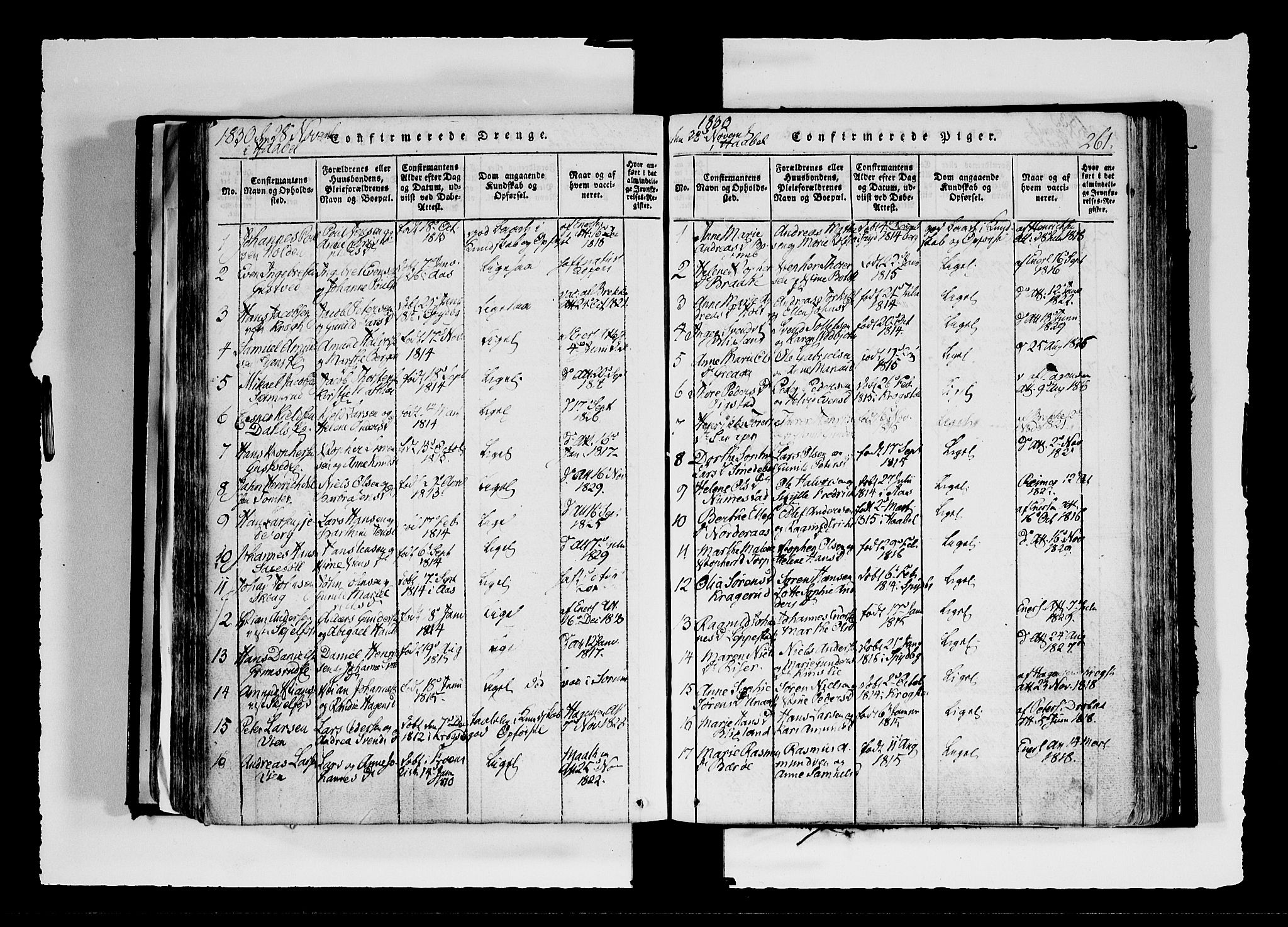 Hobøl prestekontor Kirkebøker, AV/SAO-A-2002/F/Fa/L0002: Parish register (official) no. I 2, 1814-1841, p. 261