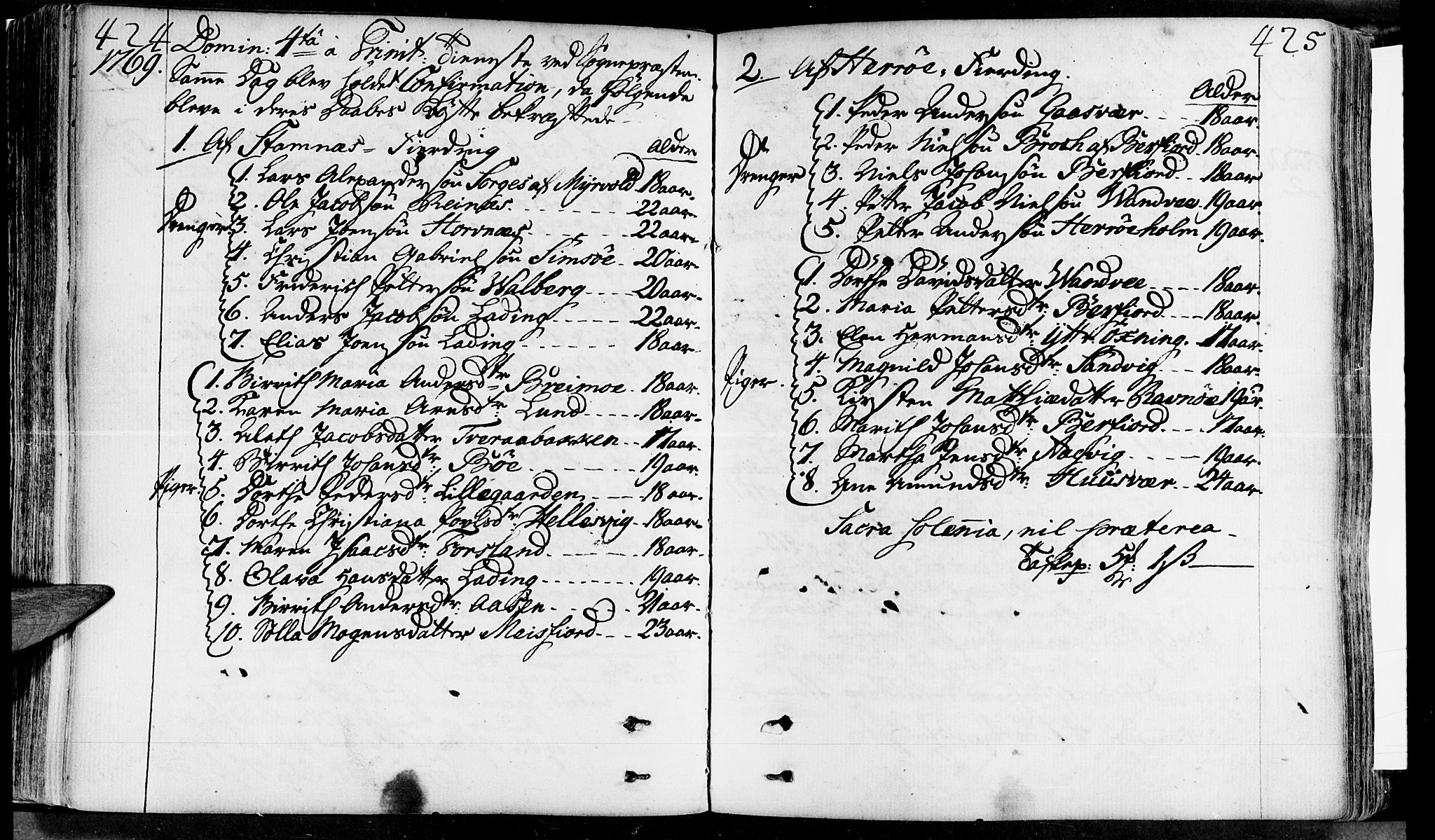 Ministerialprotokoller, klokkerbøker og fødselsregistre - Nordland, AV/SAT-A-1459/830/L0437: Parish register (official) no. 830A05 /2, 1768-1776, p. 424-425