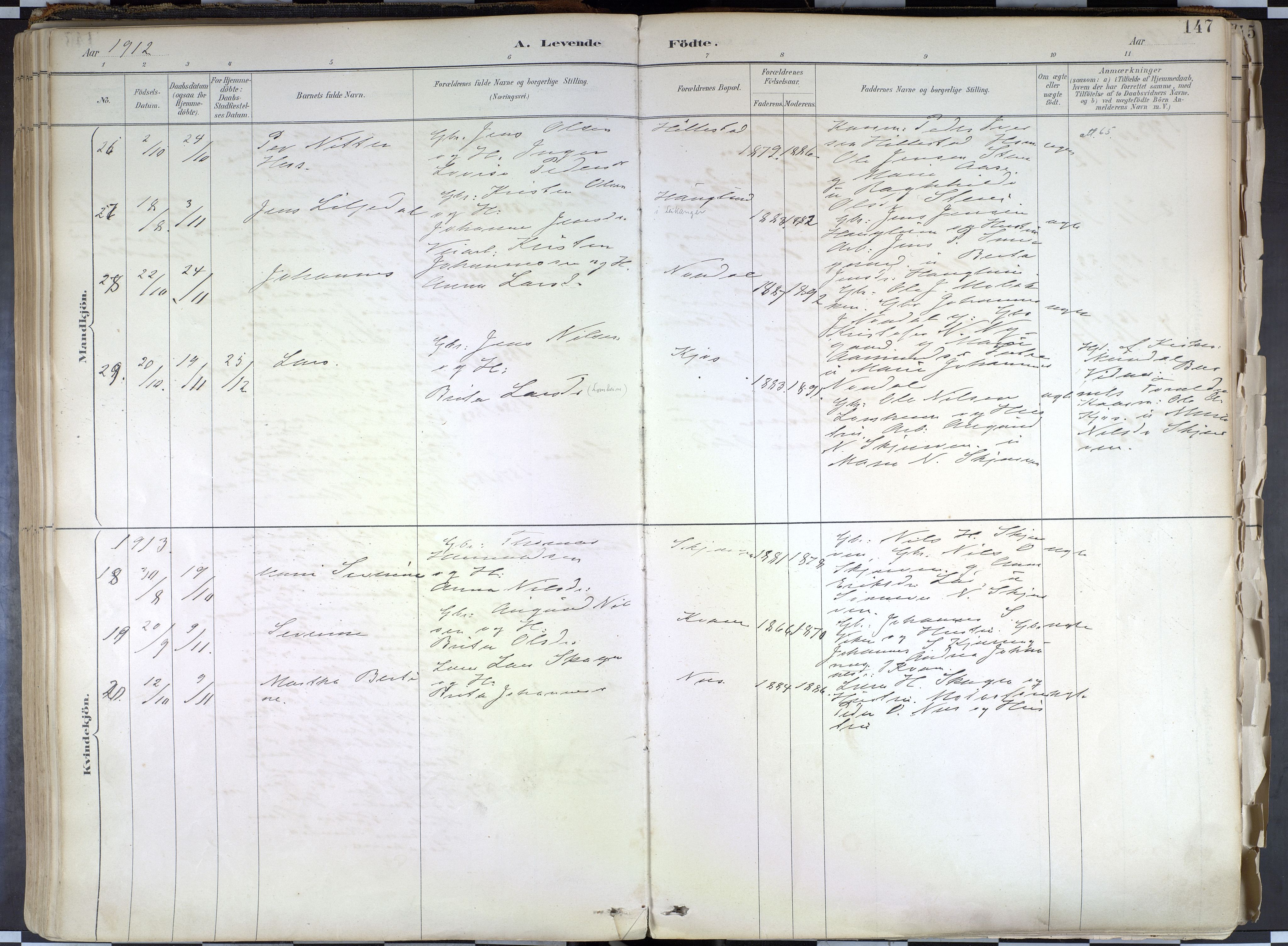 Hafslo sokneprestembete, AV/SAB-A-80301/H/Haa/Haab/L0001: Parish register (official) no. B 1, 1886-1945, p. 147