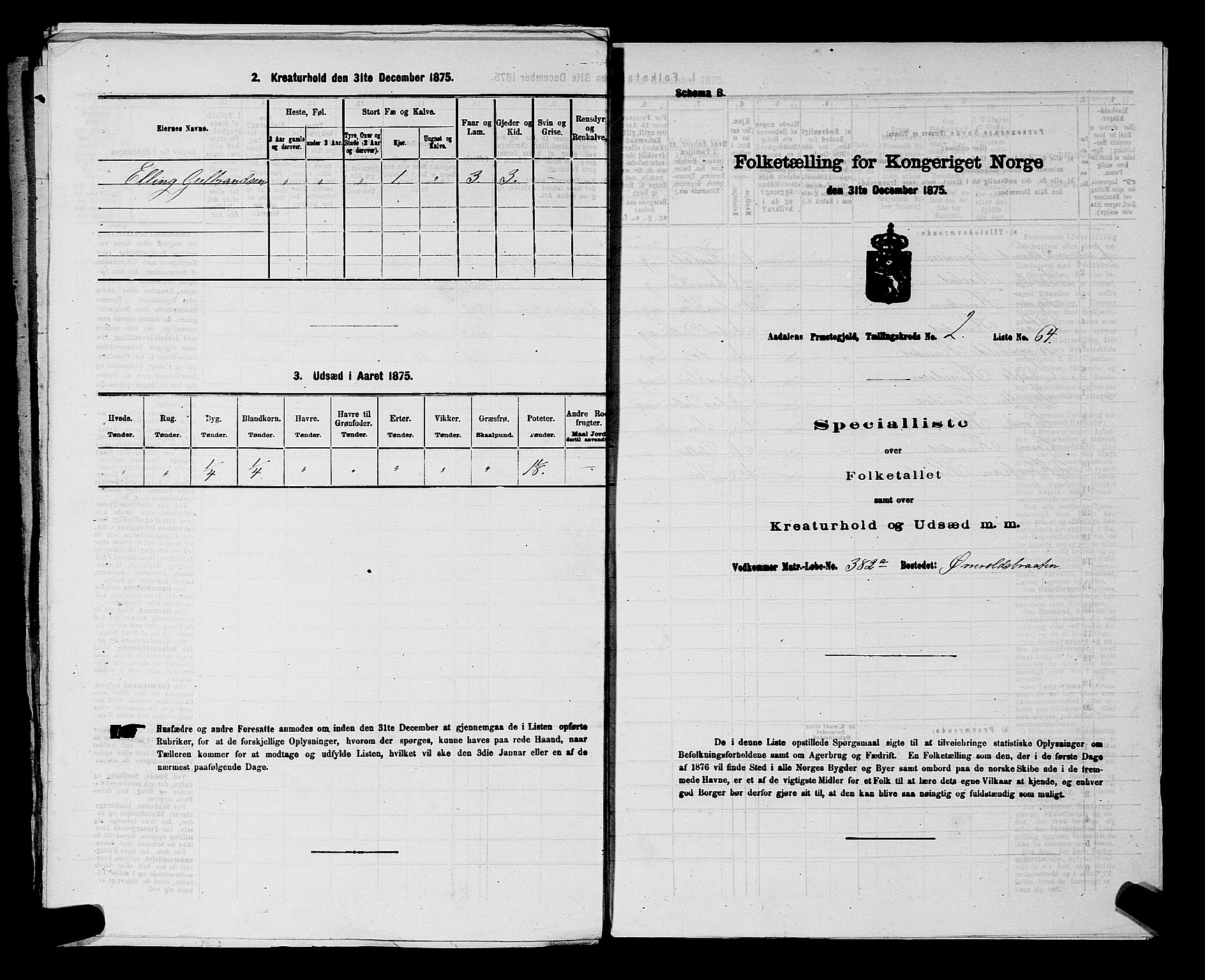 SAKO, 1875 census for 0614P Ådal, 1875, p. 446