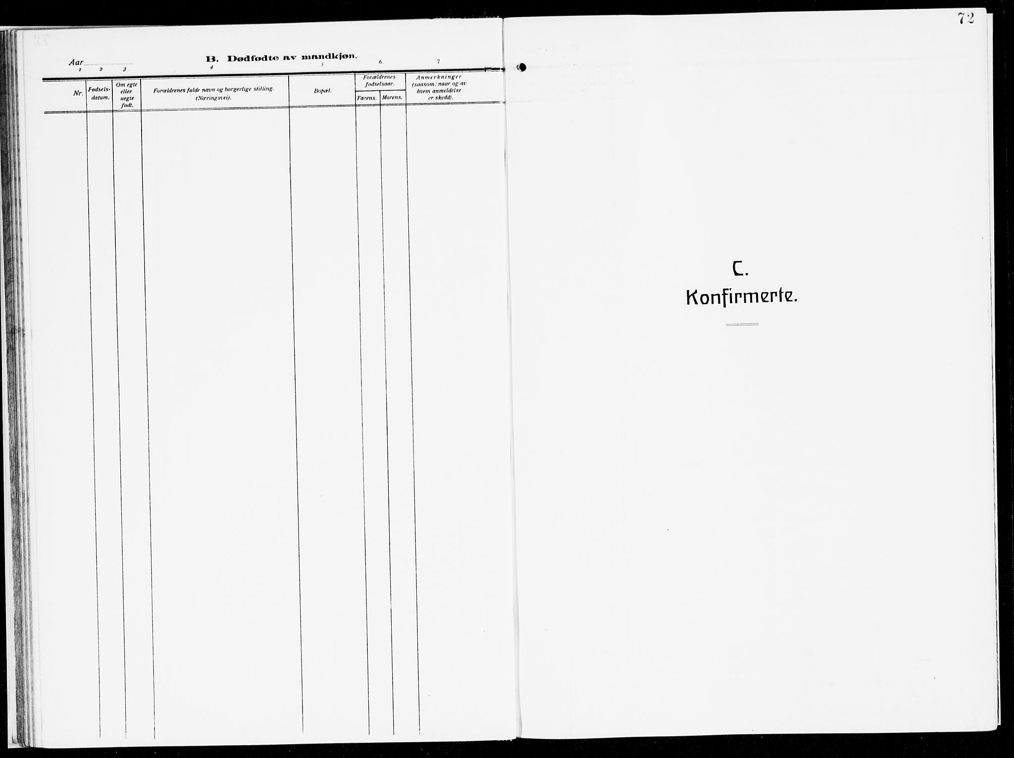 Stryn Sokneprestembete, SAB/A-82501: Parish register (official) no. B 2, 1908-1936, p. 72