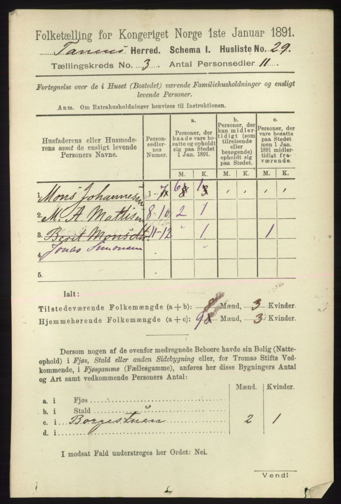 RA, 1891 census for 2025 Tana, 1891, p. 1498