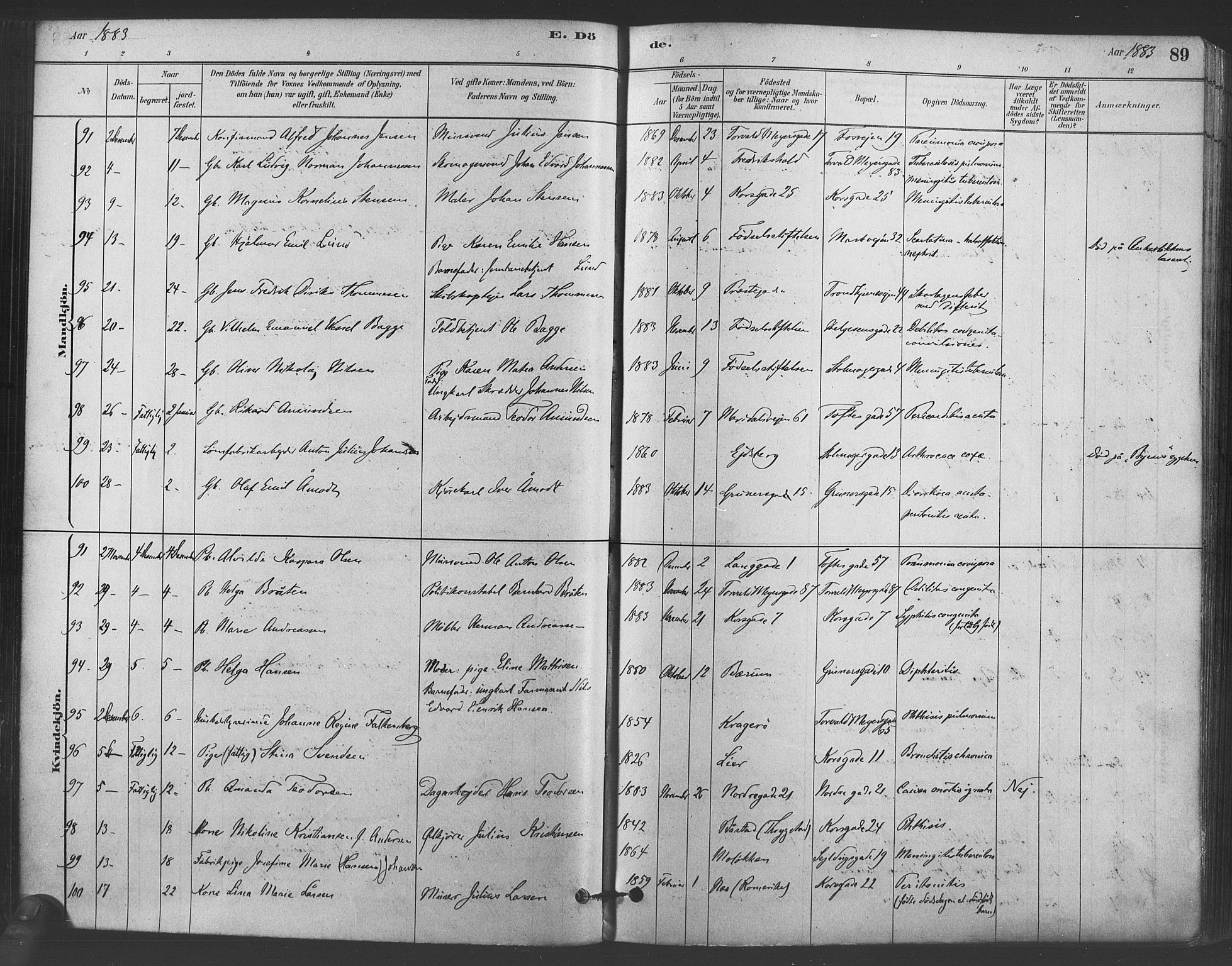 Paulus prestekontor Kirkebøker, AV/SAO-A-10871/F/Fa/L0005: Parish register (official) no. 5, 1879-1889, p. 89