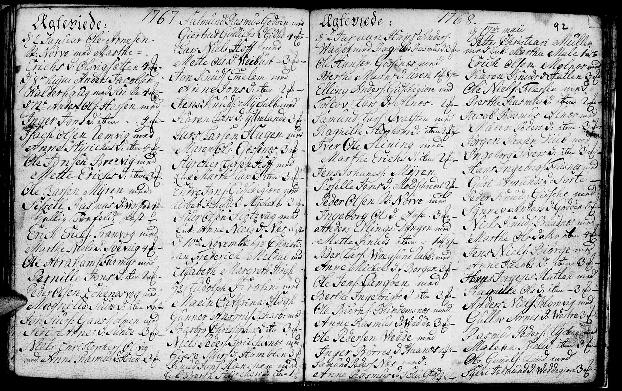 Ministerialprotokoller, klokkerbøker og fødselsregistre - Møre og Romsdal, AV/SAT-A-1454/528/L0420: Parish register (copy) no. 528C01, 1764-1784, p. 92