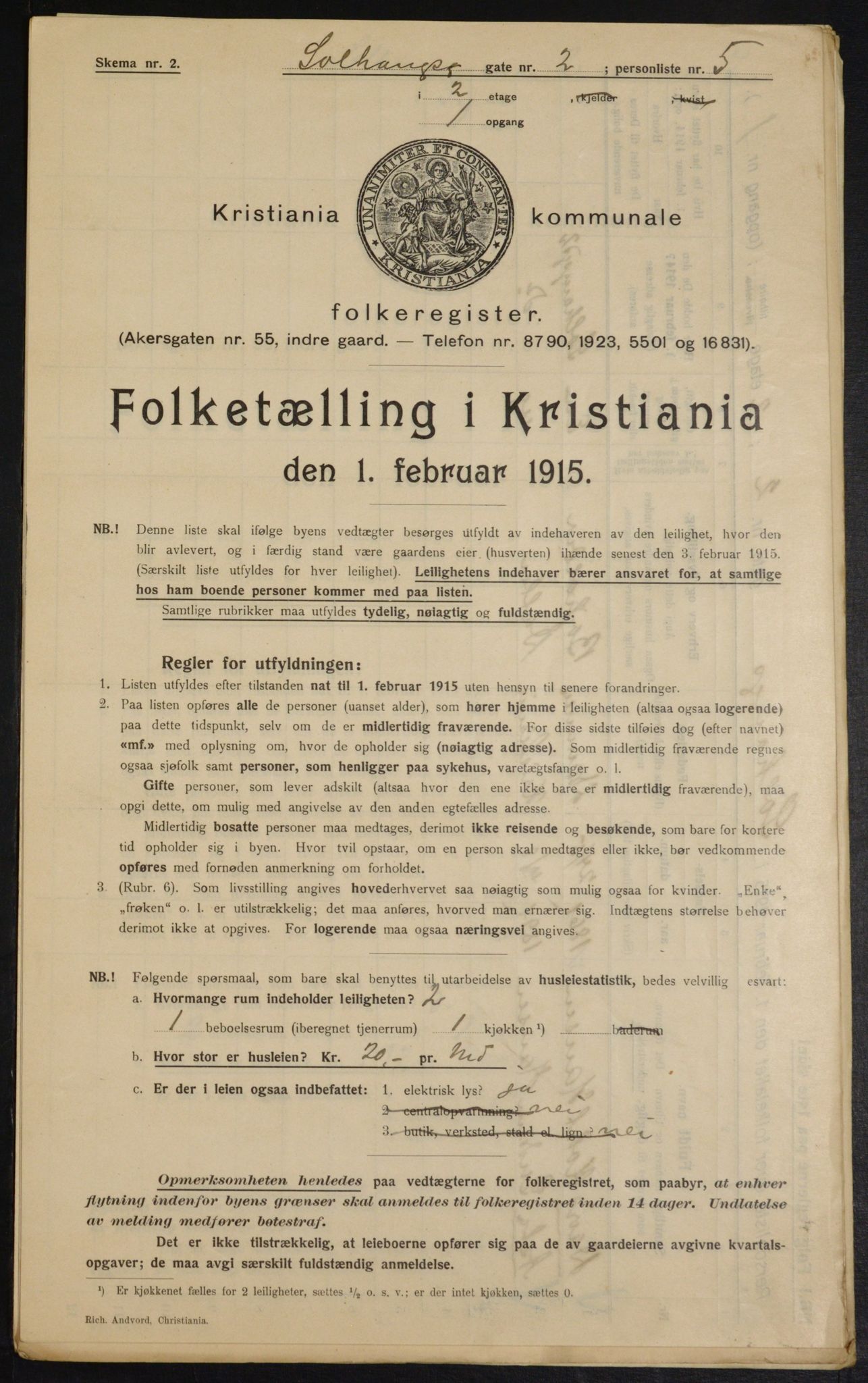 OBA, Municipal Census 1915 for Kristiania, 1915, p. 99263