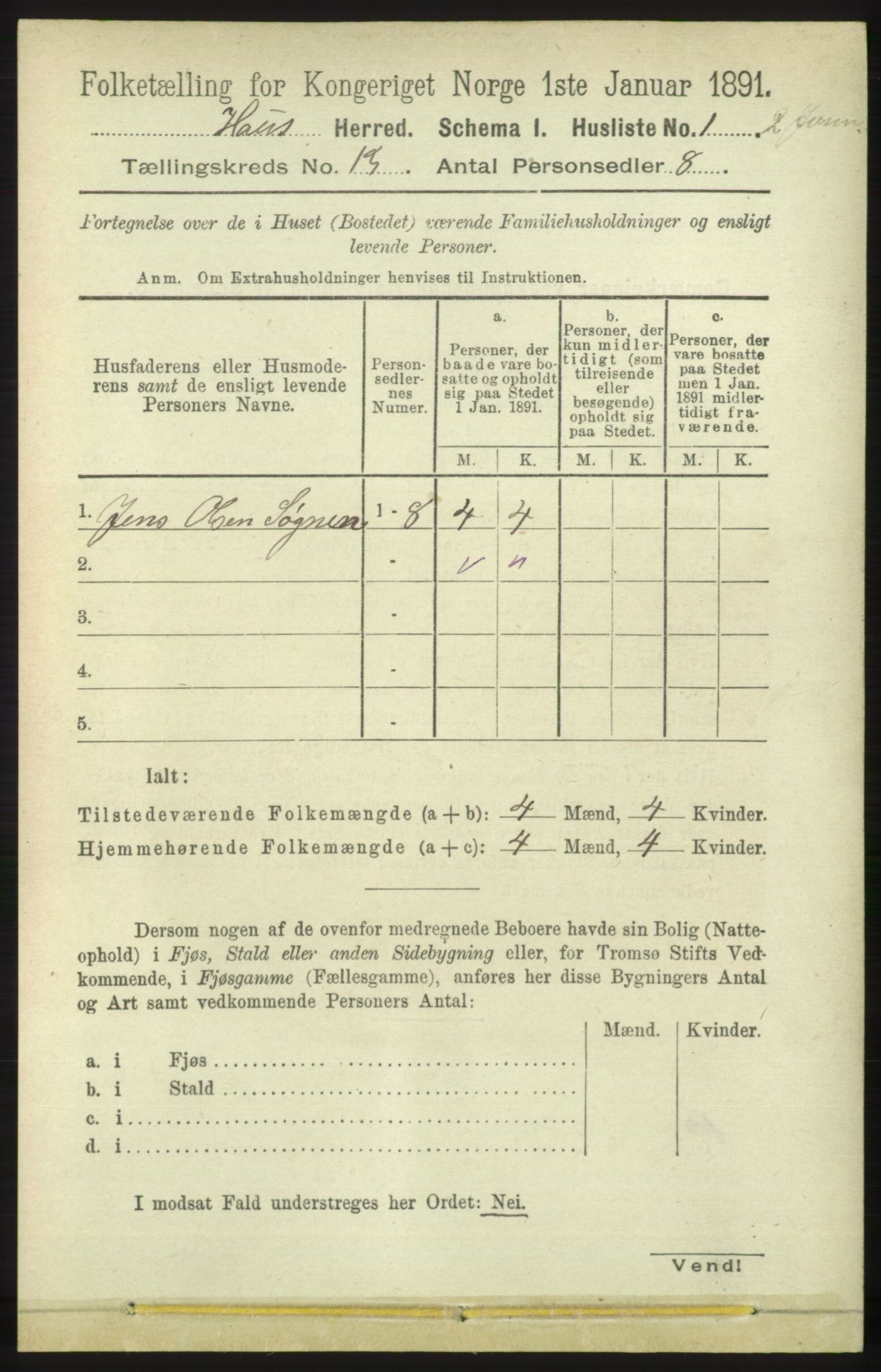 RA, 1891 census for 1250 Haus, 1891, p. 5521