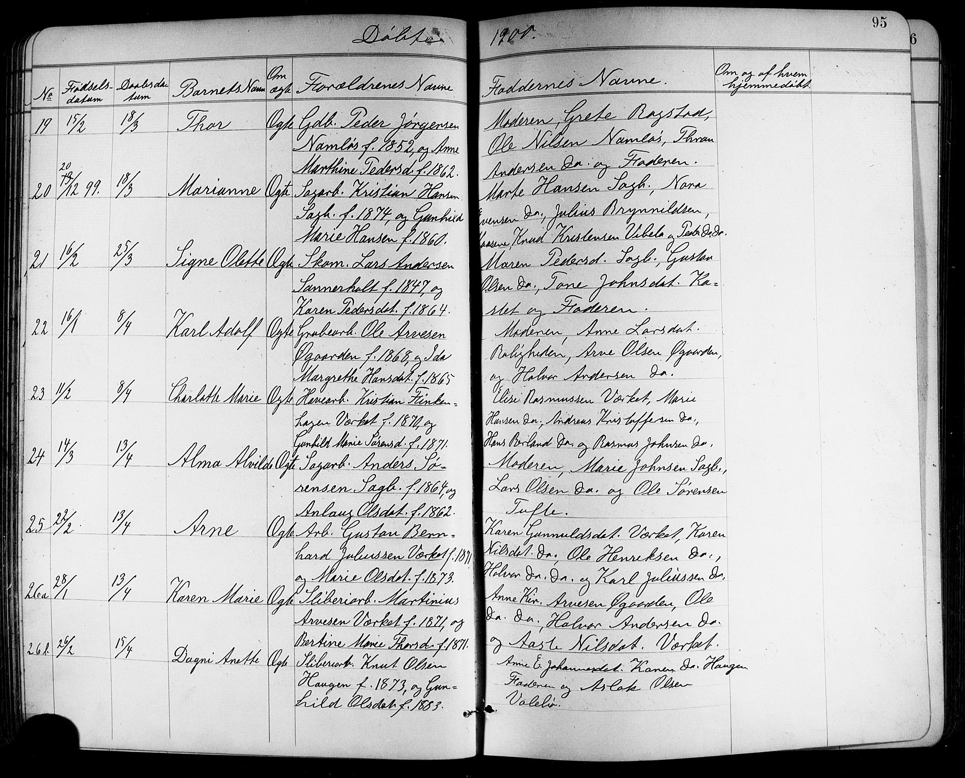 Holla kirkebøker, AV/SAKO-A-272/G/Ga/L0005: Parish register (copy) no. I 5, 1891-1917, p. 95