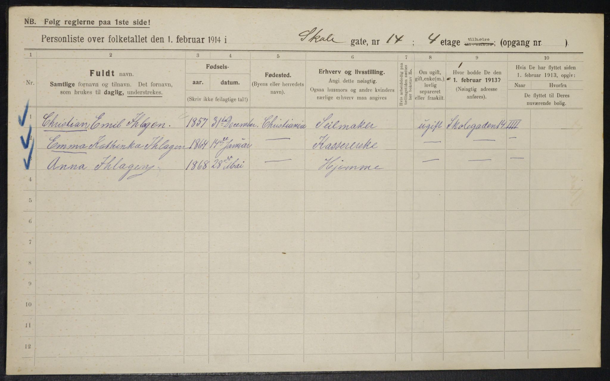 OBA, Municipal Census 1914 for Kristiania, 1914, p. 96232