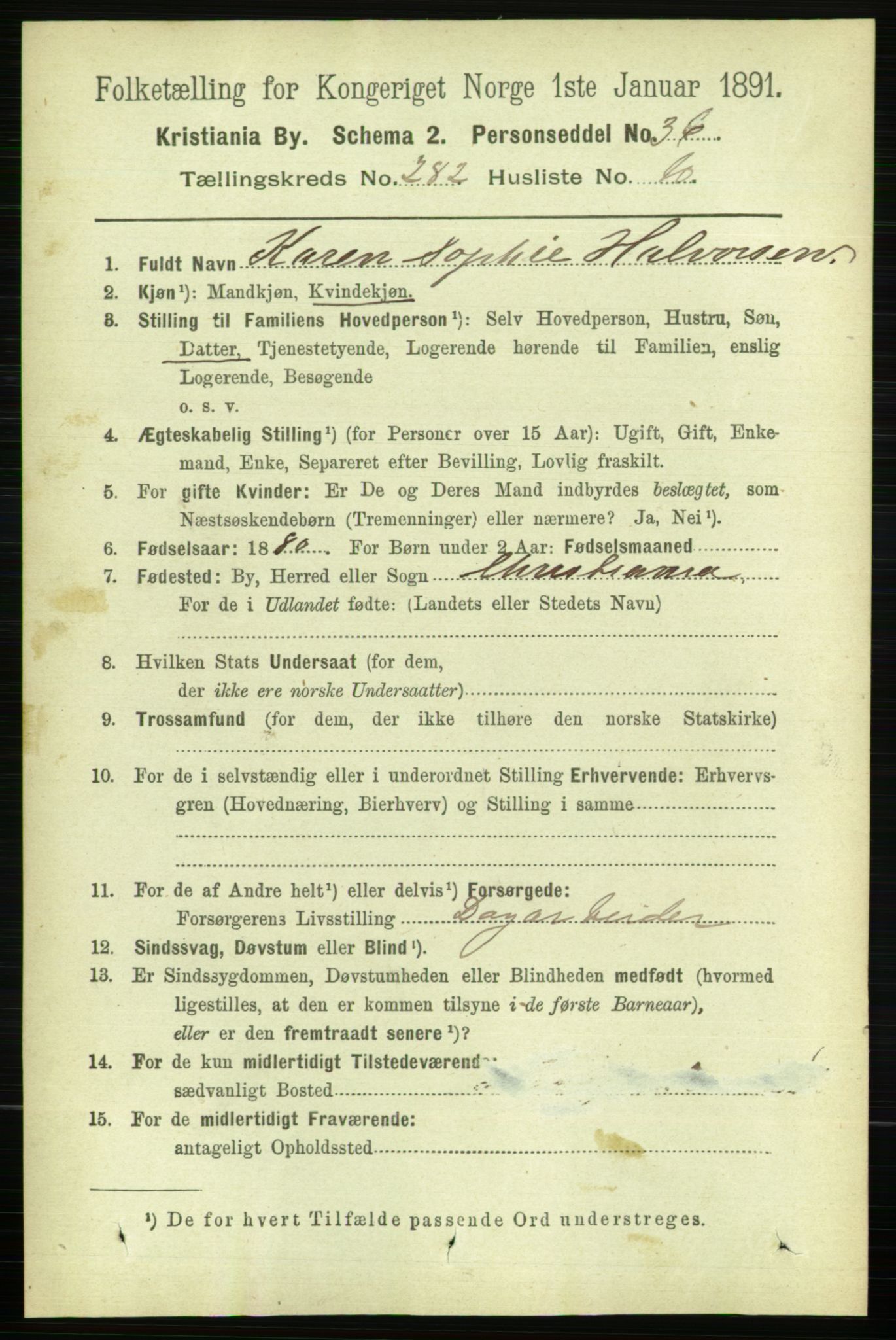 RA, 1891 census for 0301 Kristiania, 1891, p. 171918