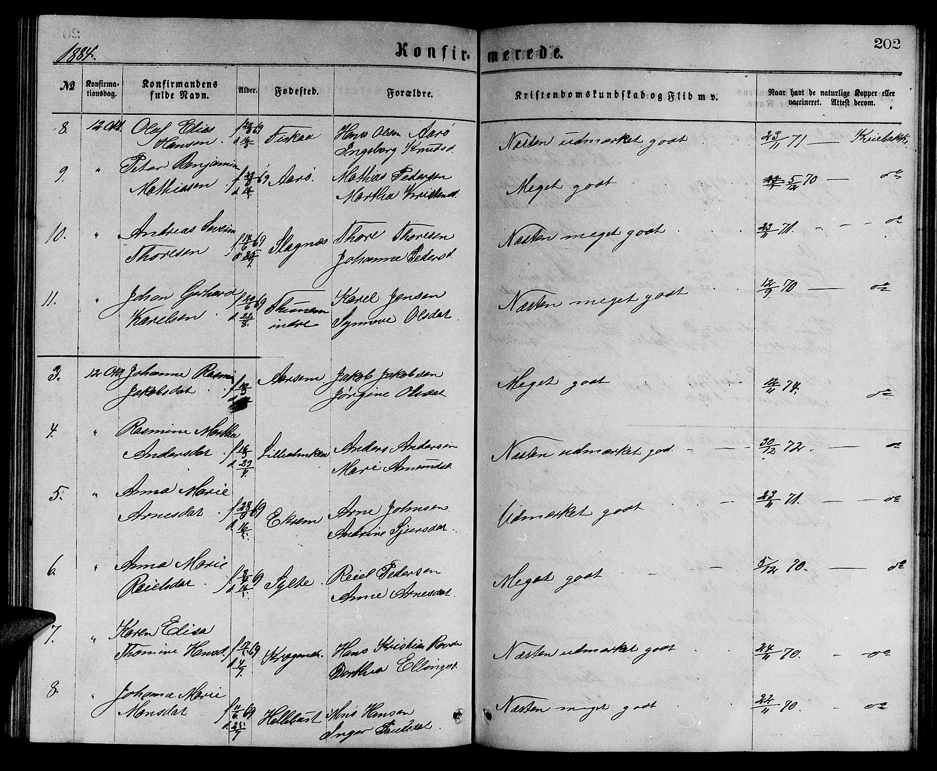 Ministerialprotokoller, klokkerbøker og fødselsregistre - Møre og Romsdal, SAT/A-1454/501/L0016: Parish register (copy) no. 501C02, 1868-1884, p. 202