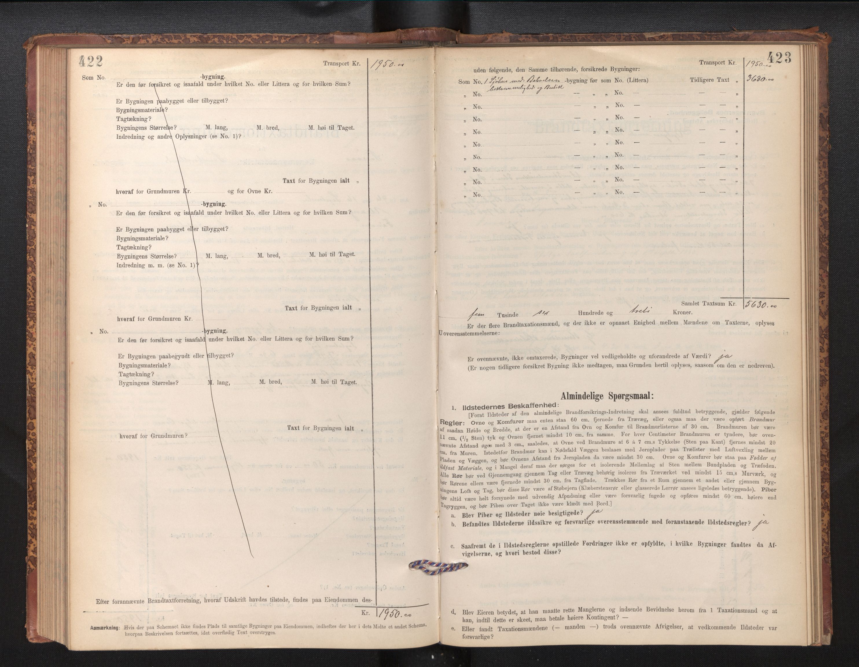 Lensmannen i Finnås, AV/SAB-A-31901/0012/L0002: Branntakstprotokoll, skjematakst, 1894-1954, p. 422-423