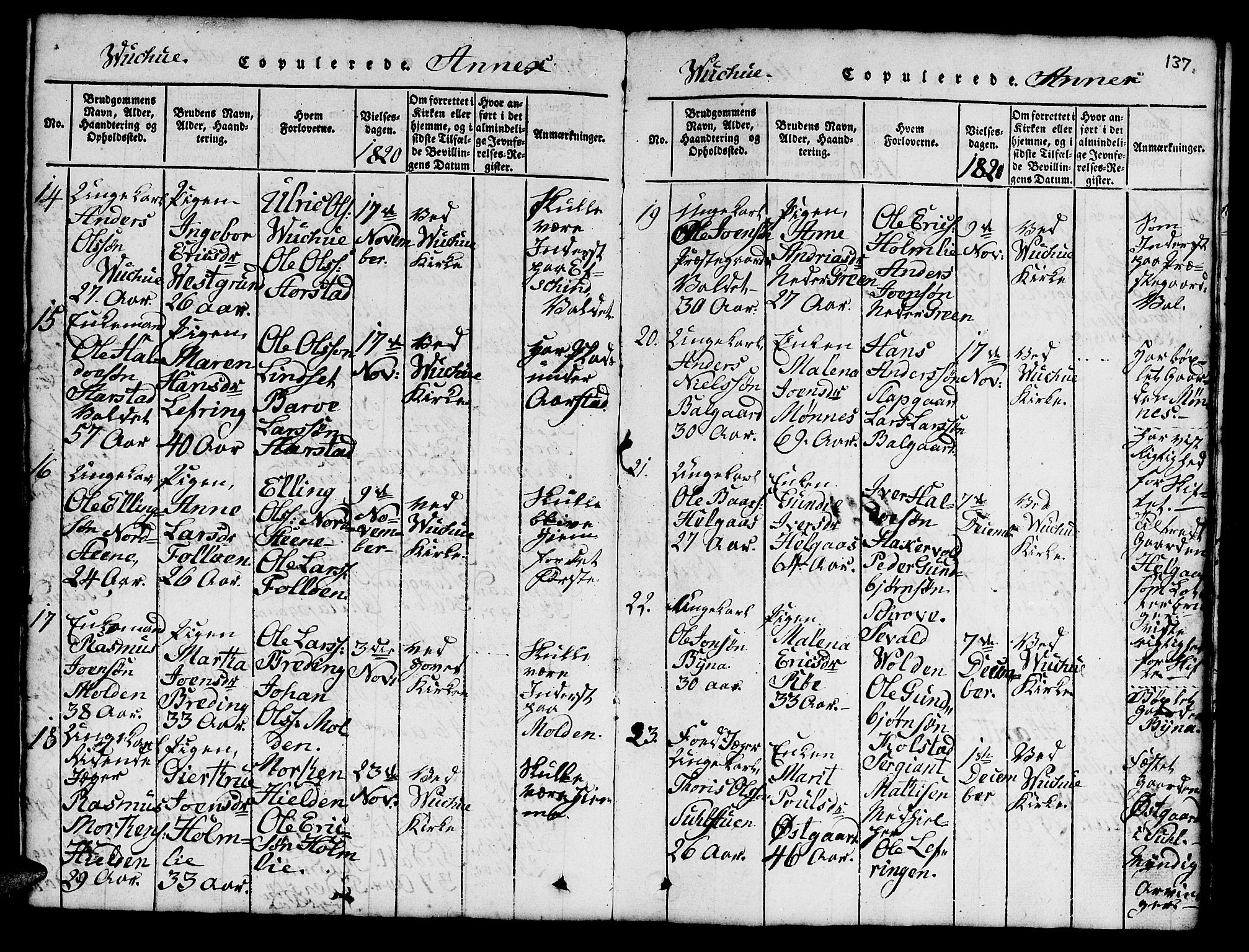Ministerialprotokoller, klokkerbøker og fødselsregistre - Nord-Trøndelag, SAT/A-1458/724/L0265: Parish register (copy) no. 724C01, 1816-1845, p. 137