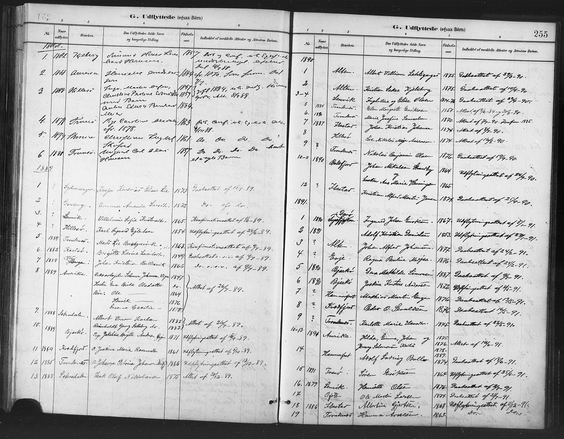 Berg sokneprestkontor, SATØ/S-1318/G/Ga/Gaa/L0004kirke: Parish register (official) no. 4, 1880-1894, p. 255