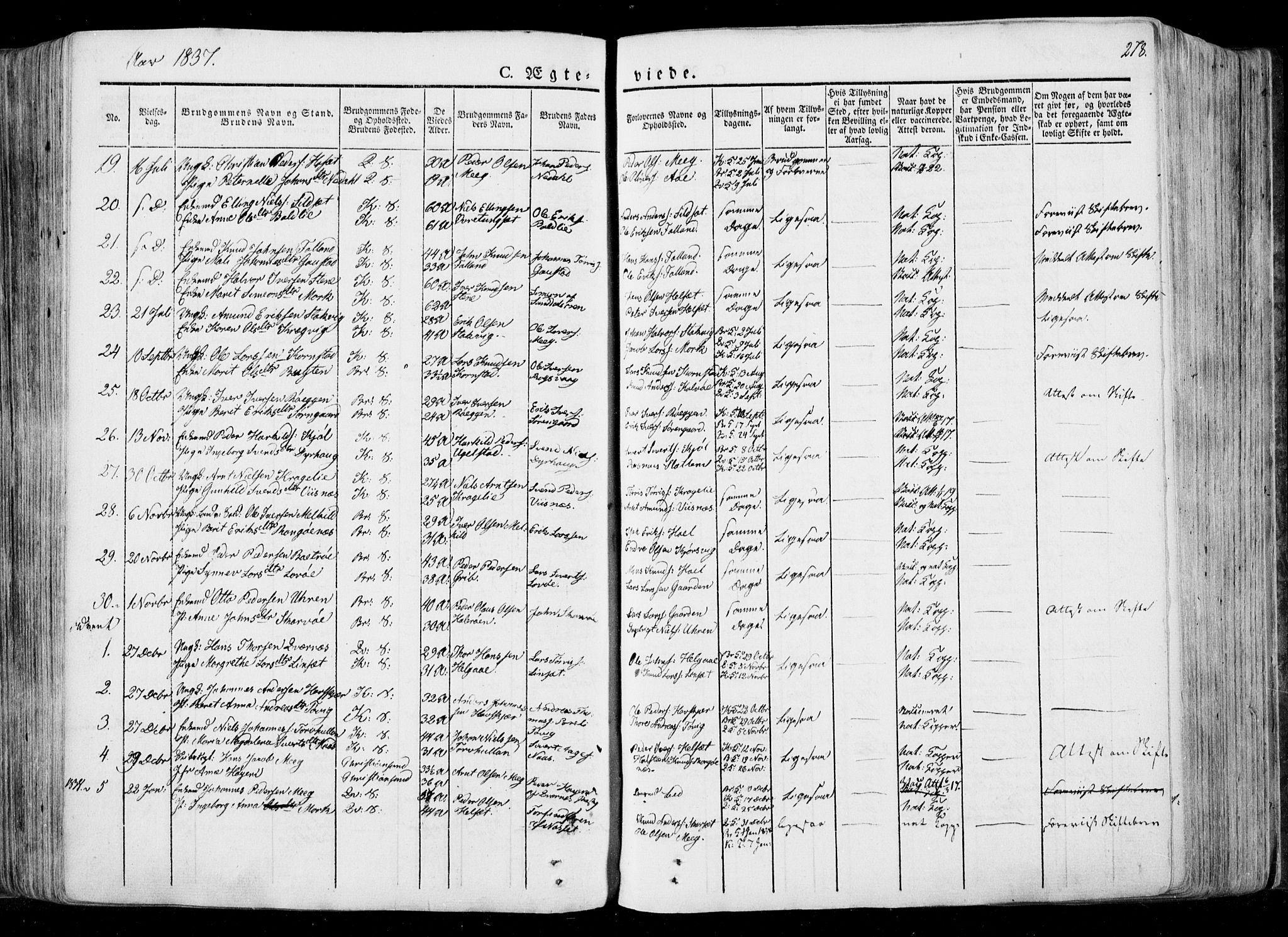 Ministerialprotokoller, klokkerbøker og fødselsregistre - Møre og Romsdal, SAT/A-1454/568/L0803: Parish register (official) no. 568A10, 1830-1853, p. 278
