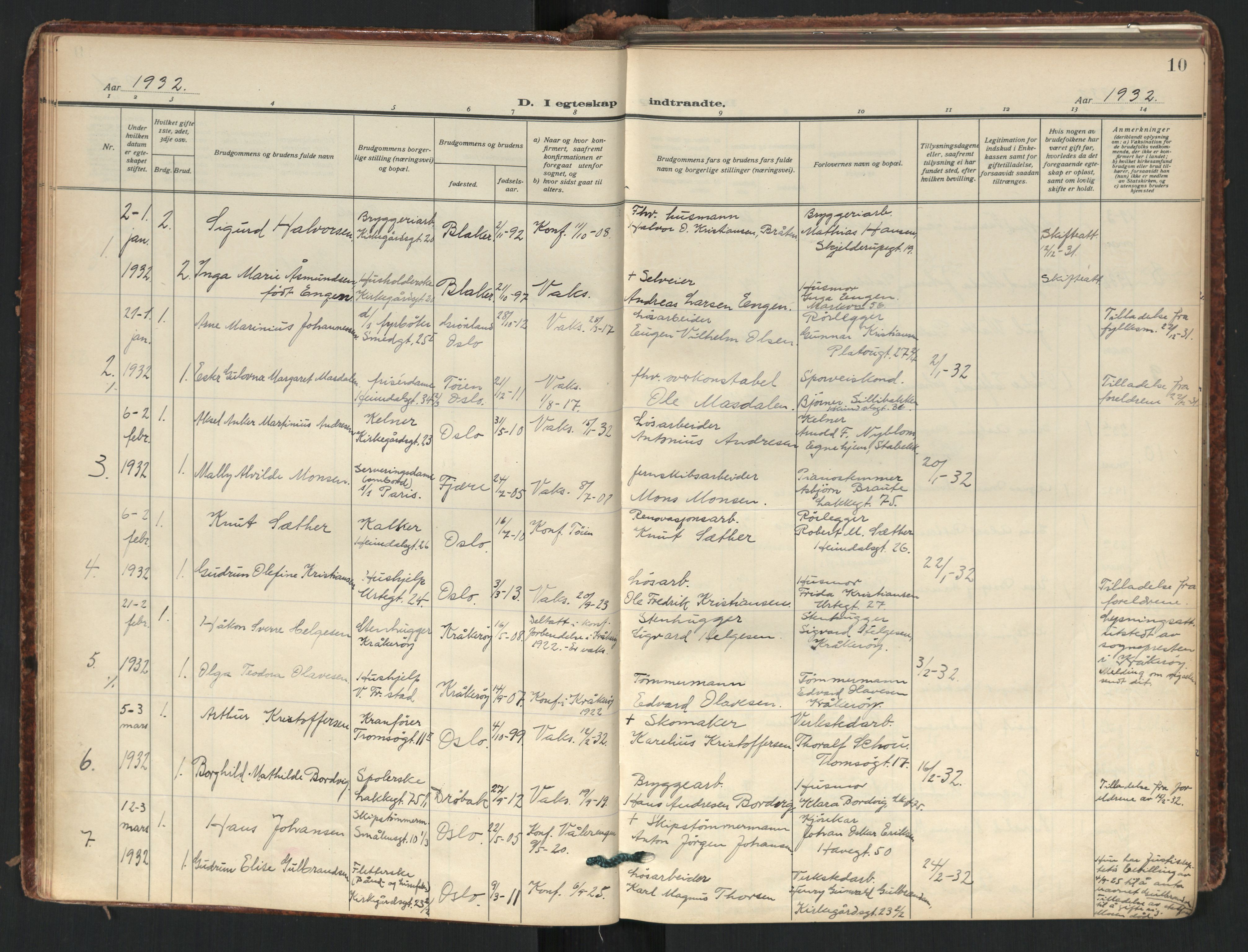 Tøyen prestekontor Kirkebøker, SAO/A-10167a/F/Fa/L0006: Parish register (official) no. 6, 1931-1966, p. 10