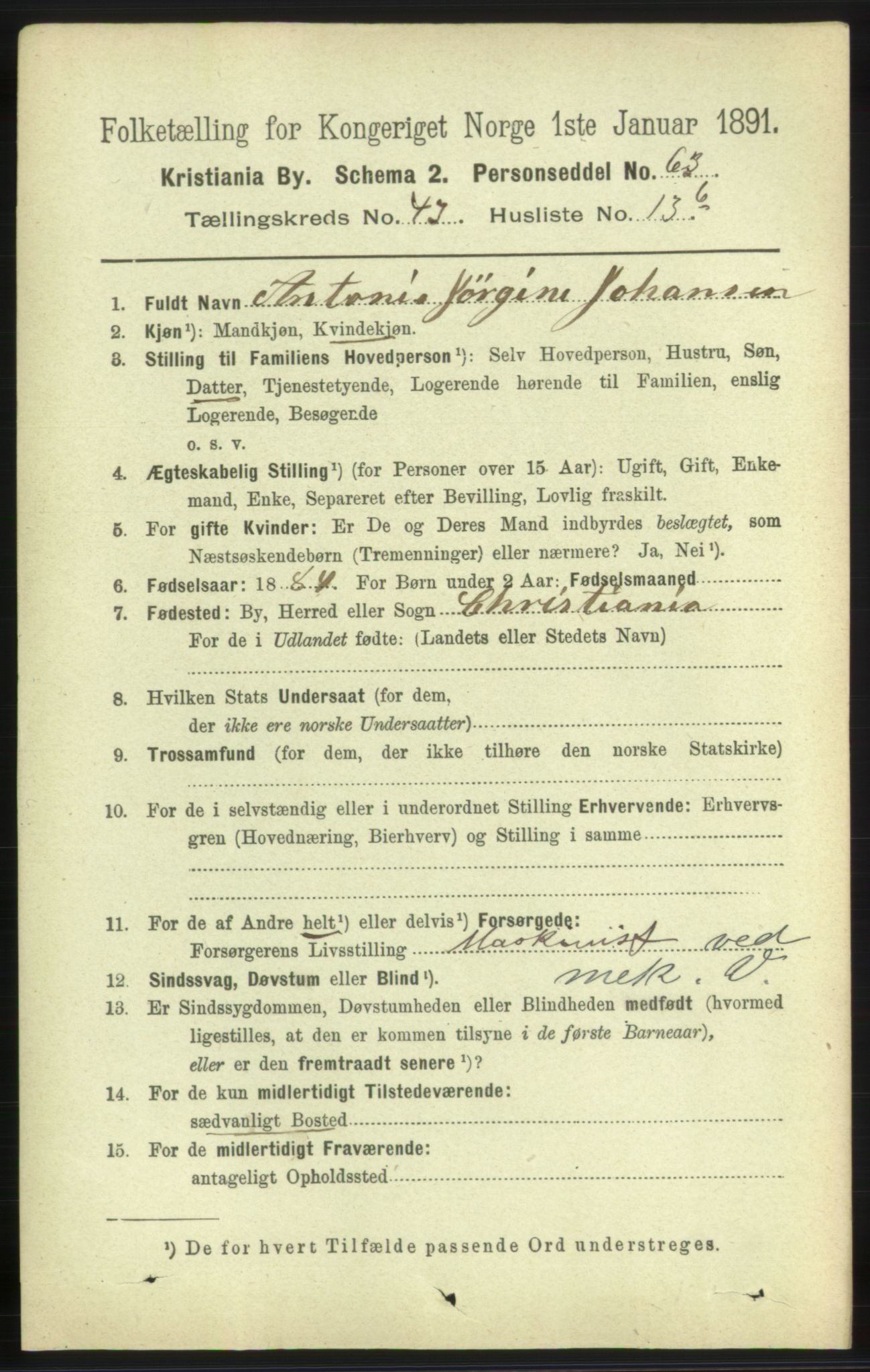 RA, 1891 census for 0301 Kristiania, 1891, p. 26156