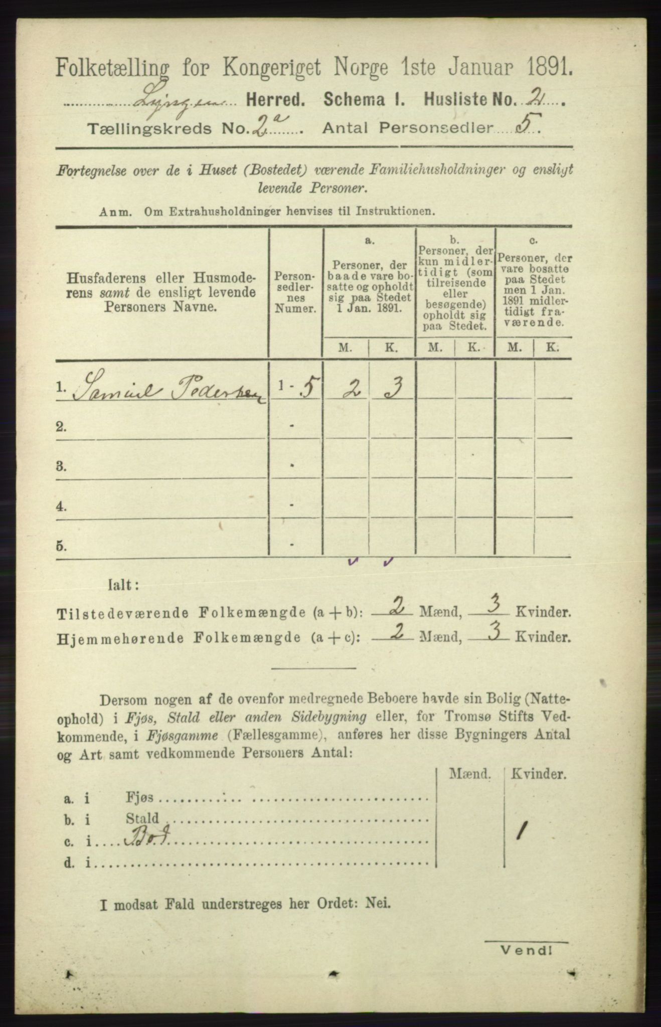 RA, 1891 census for 1938 Lyngen, 1891, p. 1929