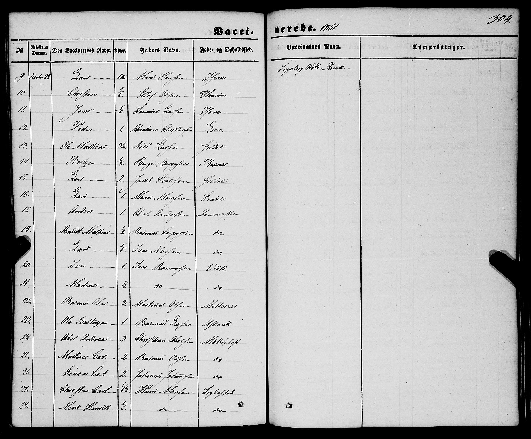 Davik sokneprestembete, AV/SAB-A-79701/H/Haa/Haaa/L0005: Parish register (official) no. A 5, 1850-1866, p. 304