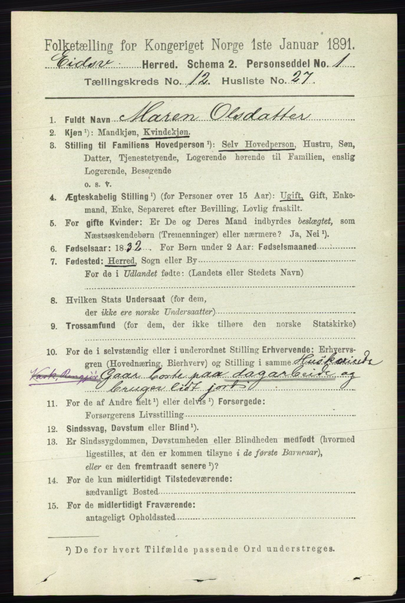 RA, 1891 census for 0237 Eidsvoll, 1891, p. 8625