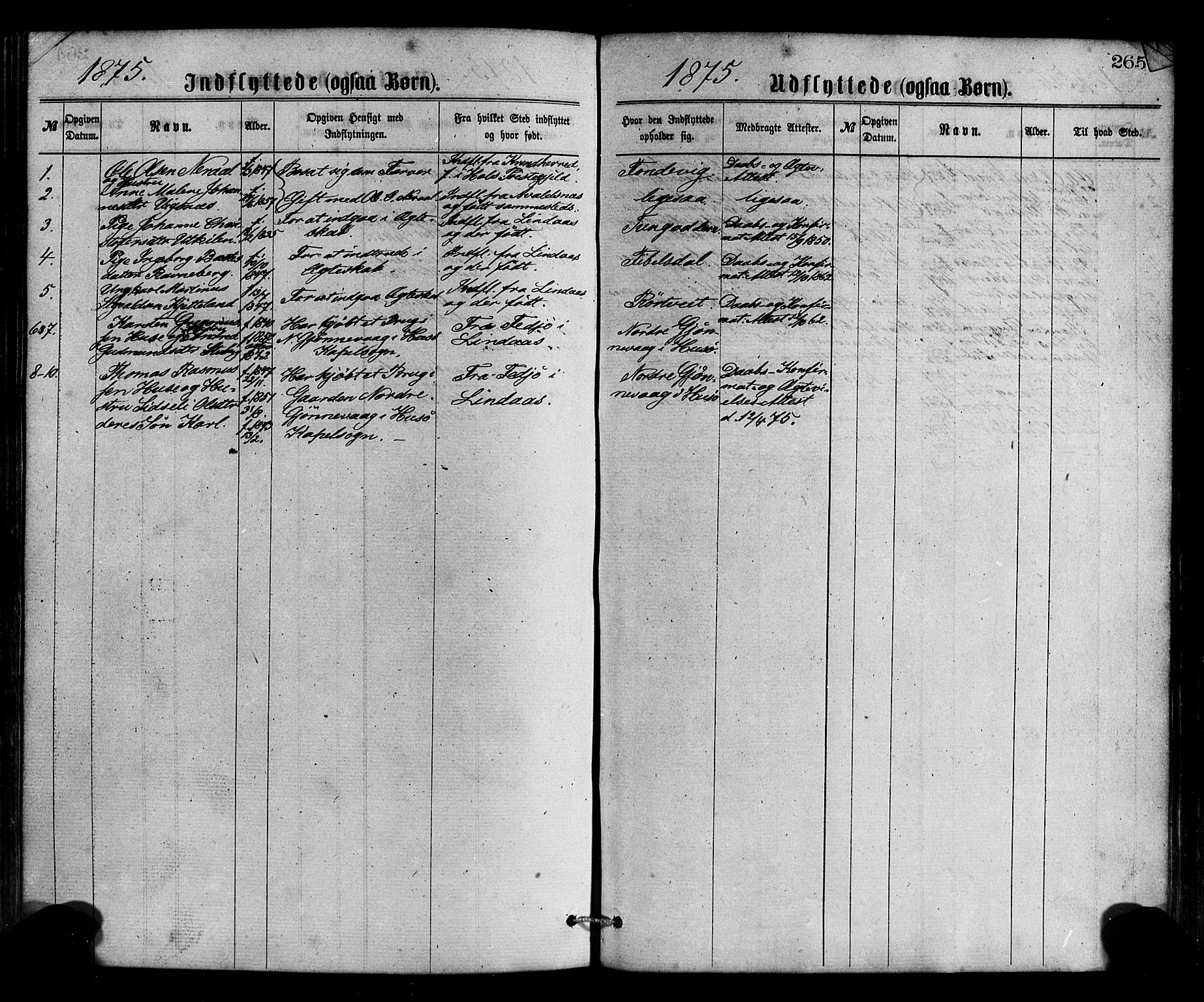 Gulen sokneprestembete, SAB/A-80201/H/Haa/Haaa/L0023: Parish register (official) no. A 23, 1870-1880, p. 265