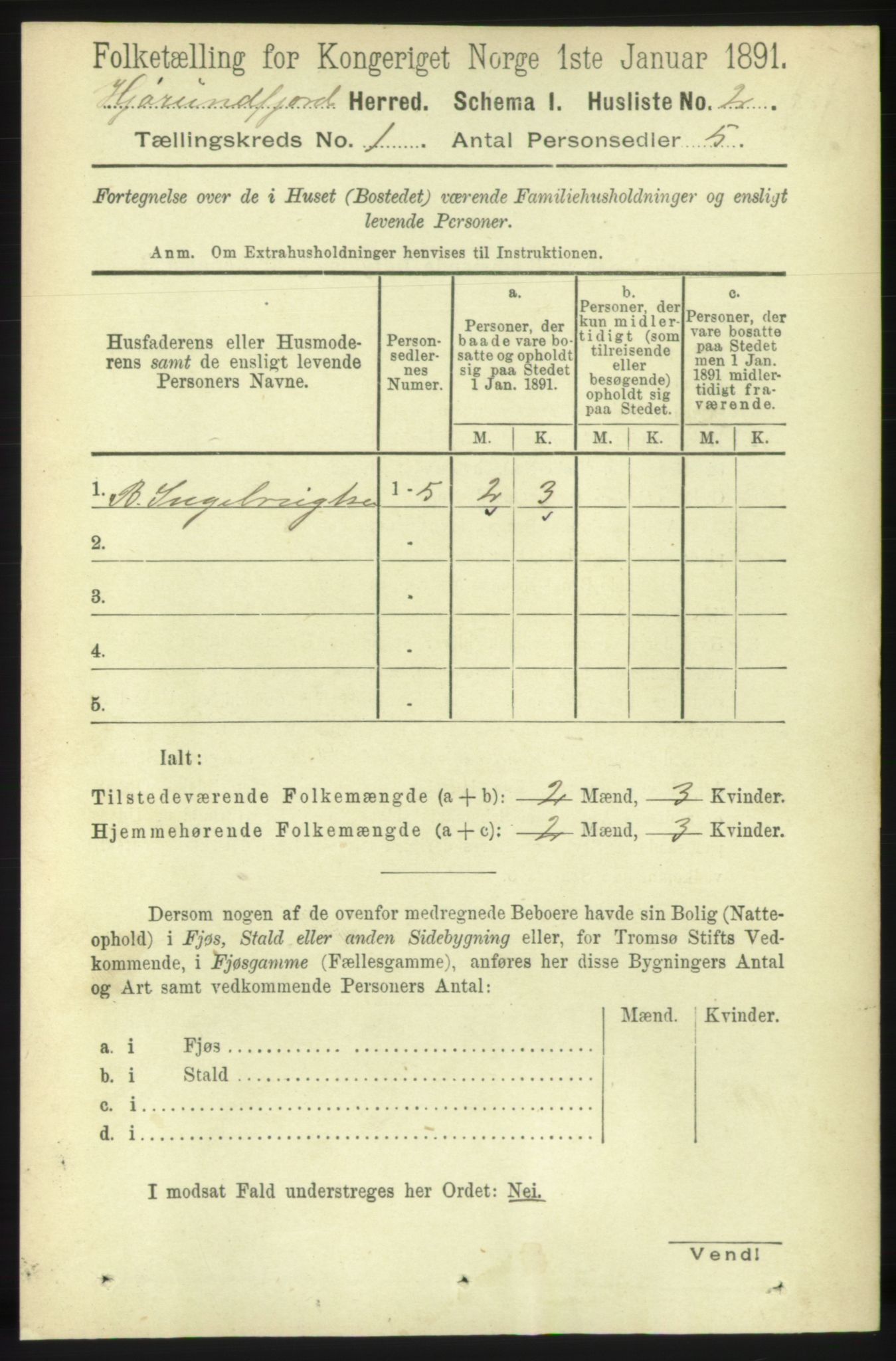 RA, 1891 census for 1522 Hjørundfjord, 1891, p. 26