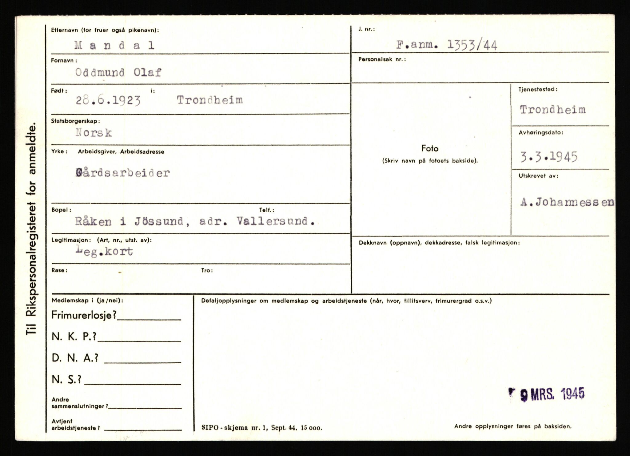 Statspolitiet - Hovedkontoret / Osloavdelingen, AV/RA-S-1329/C/Ca/L0010: Lind - Moksnes, 1943-1945, p. 2659