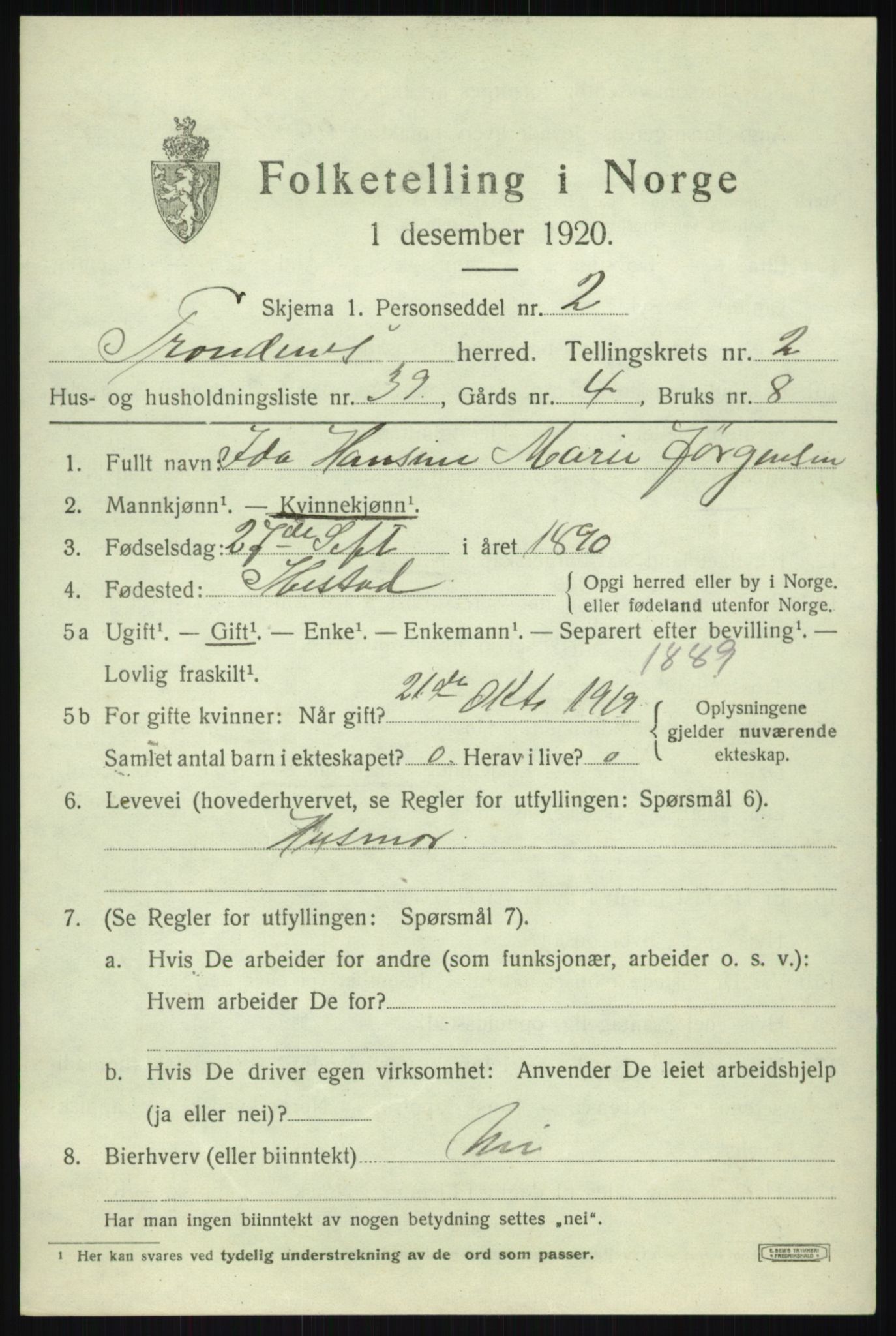 SATØ, 1920 census for Trondenes, 1920, p. 4127