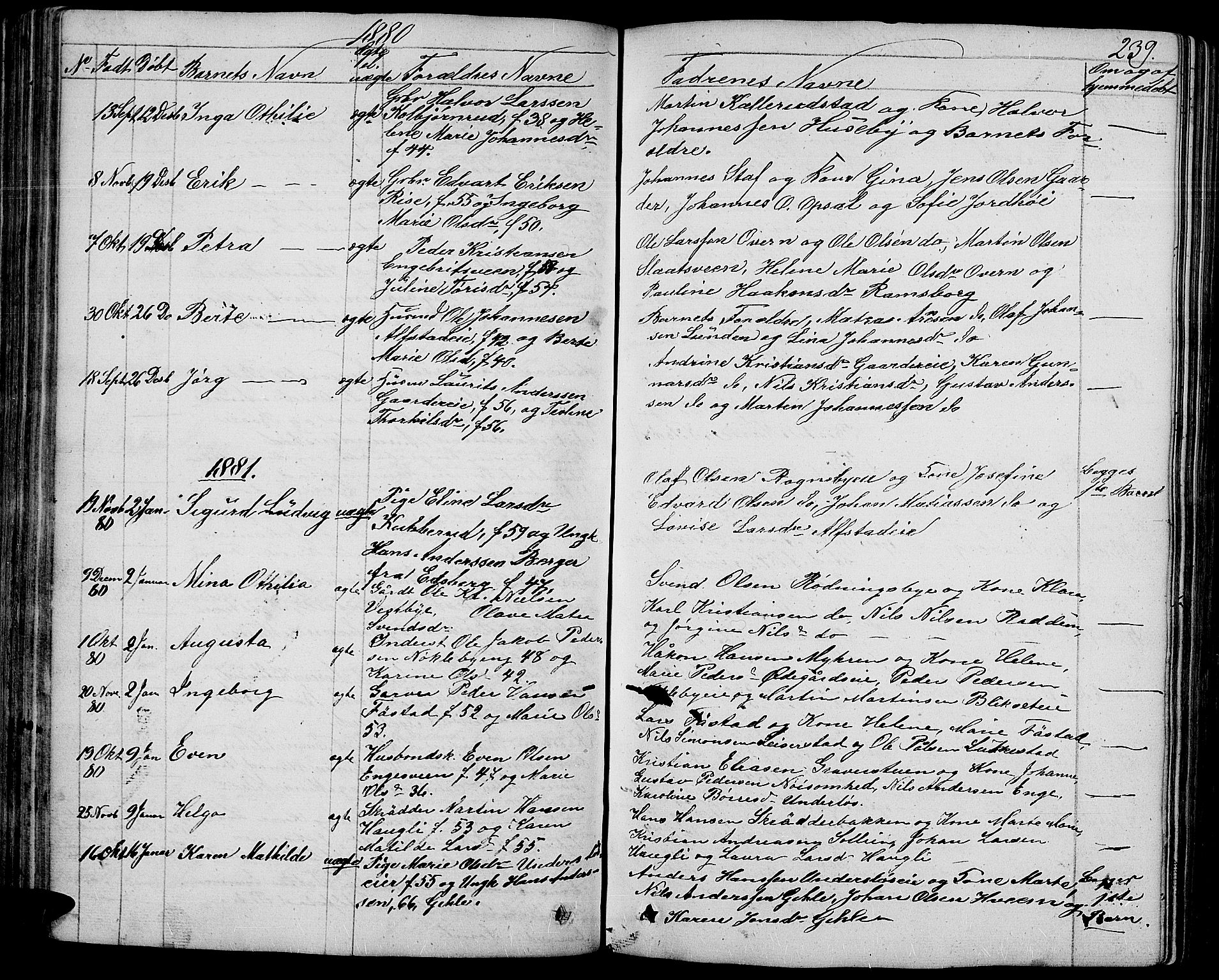 Østre Toten prestekontor, SAH/PREST-104/H/Ha/Hab/L0004: Parish register (copy) no. 4, 1858-1886, p. 239