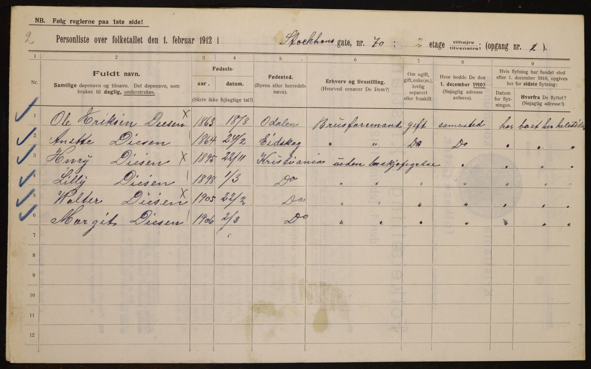 OBA, Municipal Census 1912 for Kristiania, 1912, p. 102648