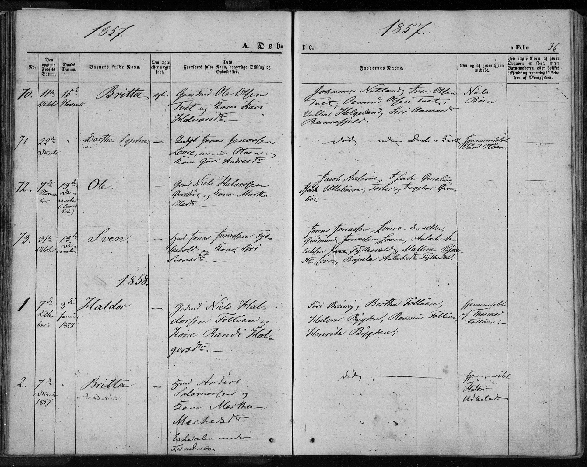 Jelsa sokneprestkontor, SAST/A-101842/01/IV: Parish register (official) no. A 7, 1854-1866, p. 36