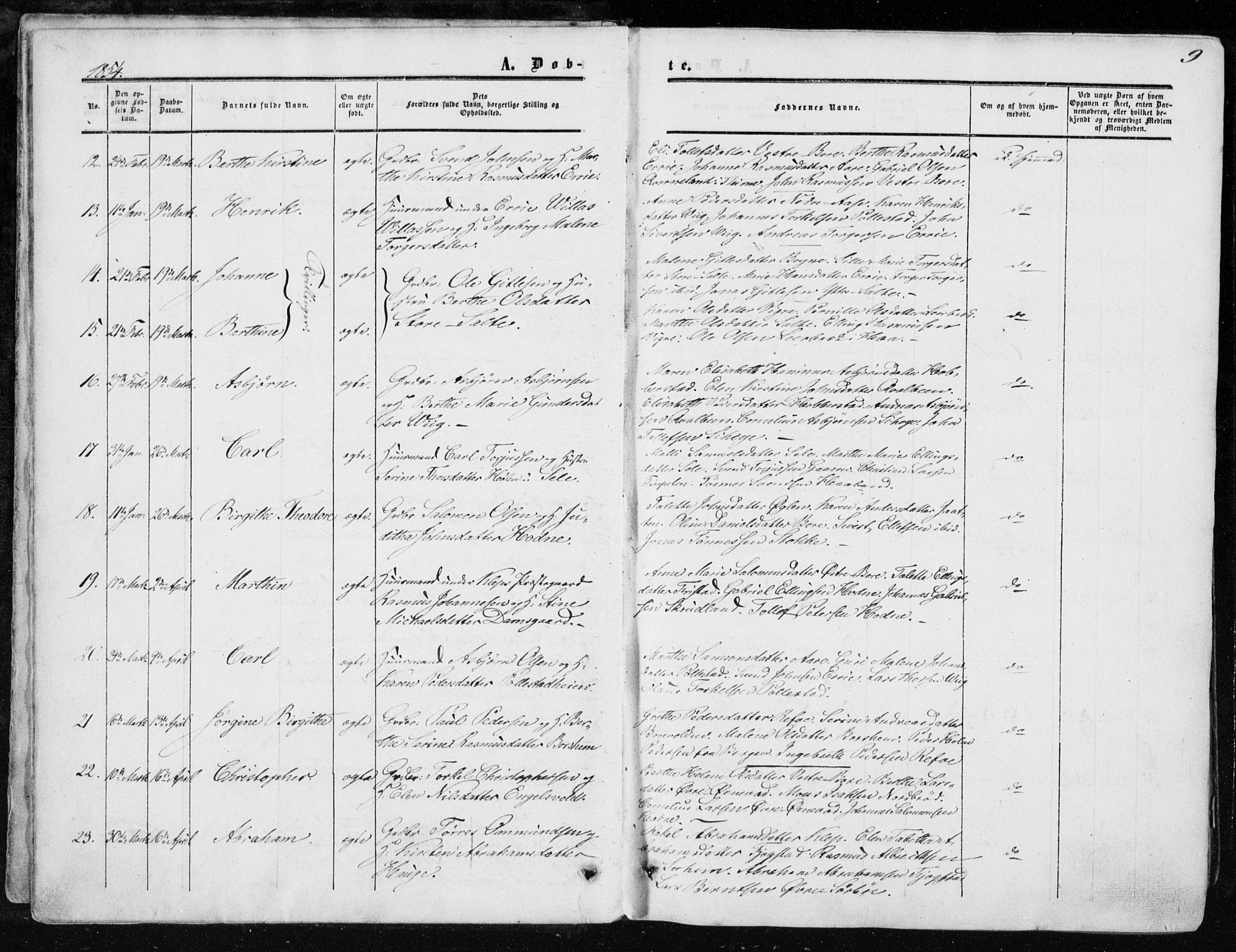 Klepp sokneprestkontor, AV/SAST-A-101803/001/3/30BA/L0005: Parish register (official) no. A 5, 1853-1870, p. 9