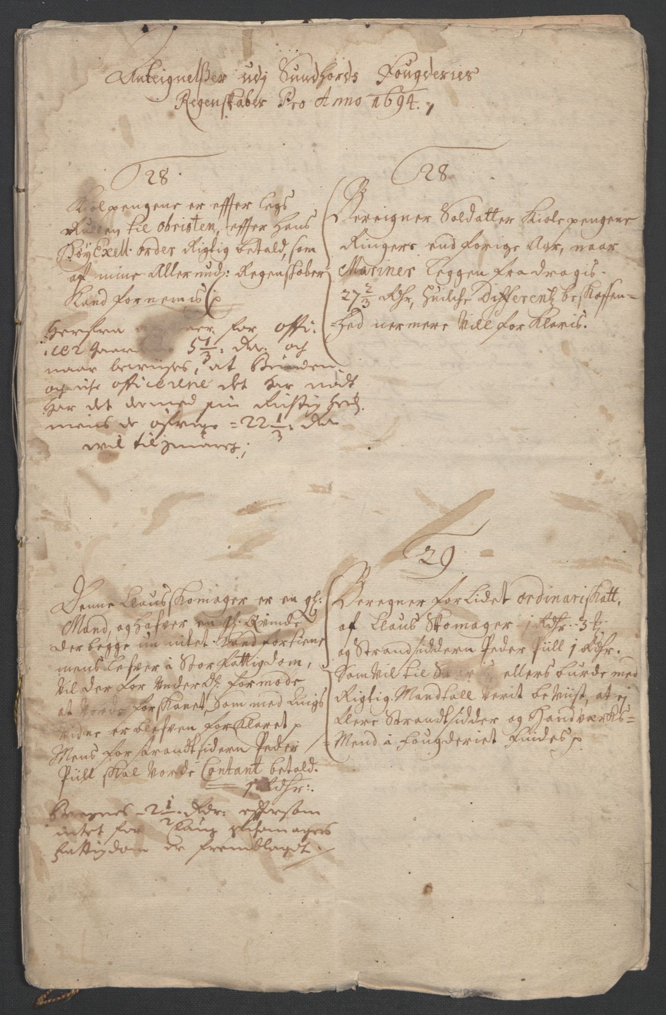 Rentekammeret inntil 1814, Reviderte regnskaper, Fogderegnskap, RA/EA-4092/R48/L2975: Fogderegnskap Sunnhordland og Hardanger, 1694, p. 150