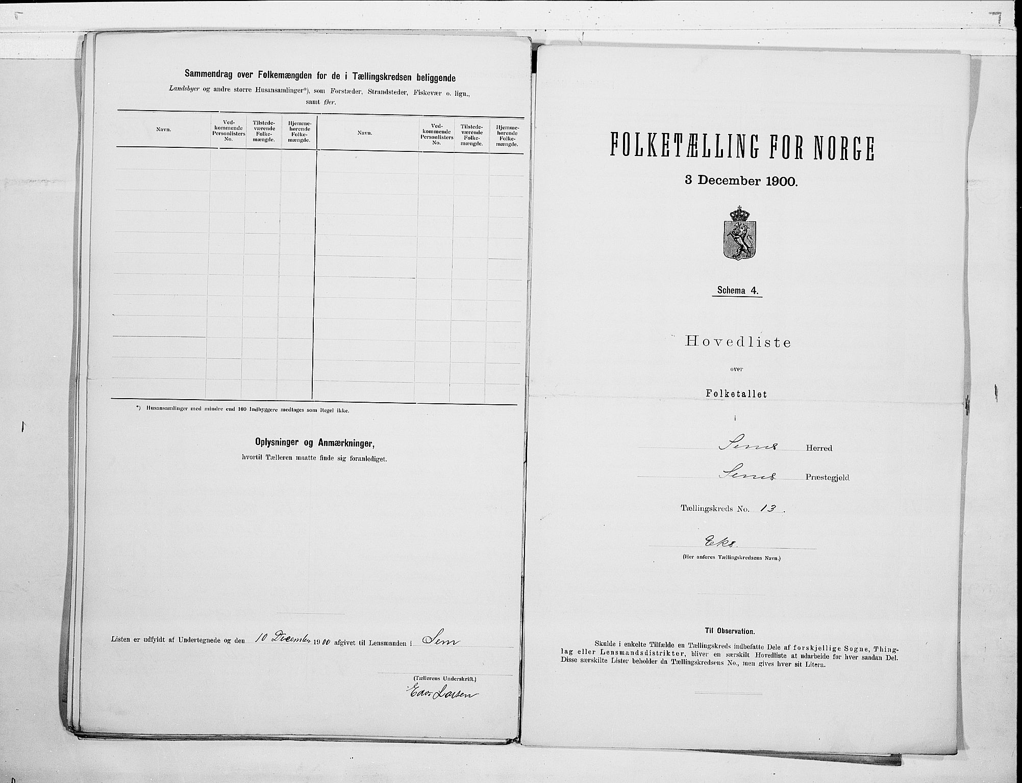 RA, 1900 census for Sem, 1900, p. 30