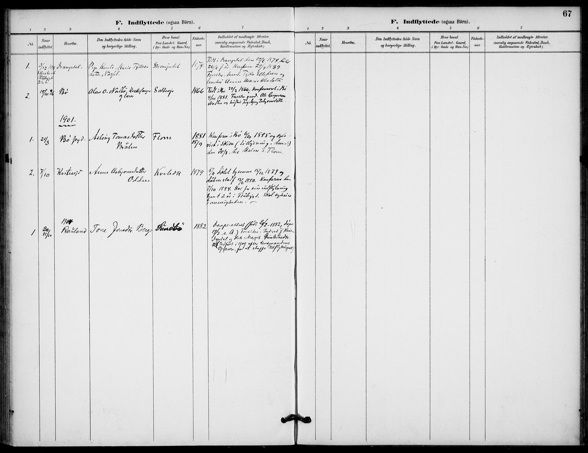Lunde kirkebøker, SAKO/A-282/F/Fb/L0004: Parish register (official) no. II 4, 1892-1907, p. 67