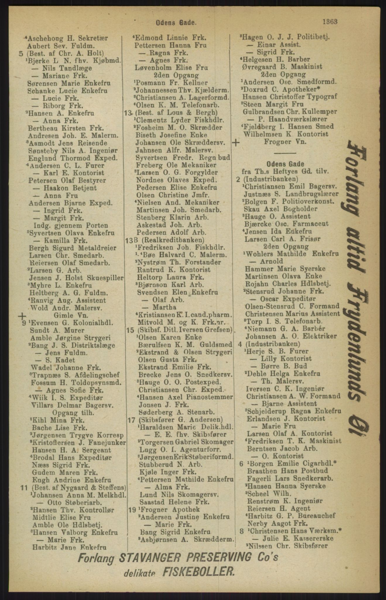 Kristiania/Oslo adressebok, PUBL/-, 1911, p. 1363