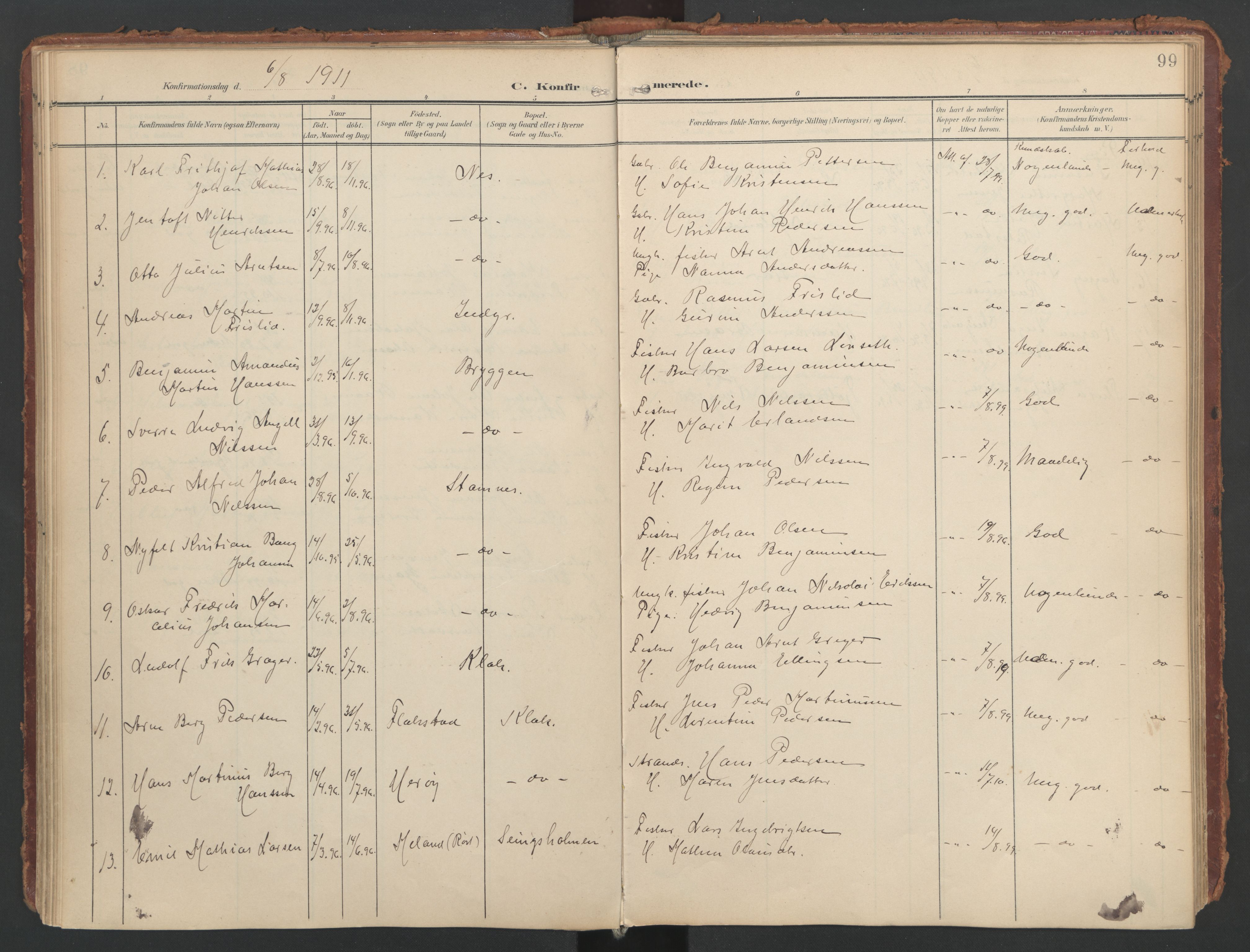 Ministerialprotokoller, klokkerbøker og fødselsregistre - Nordland, AV/SAT-A-1459/808/L0129: Parish register (official) no. 808A02, 1903-1931, p. 99