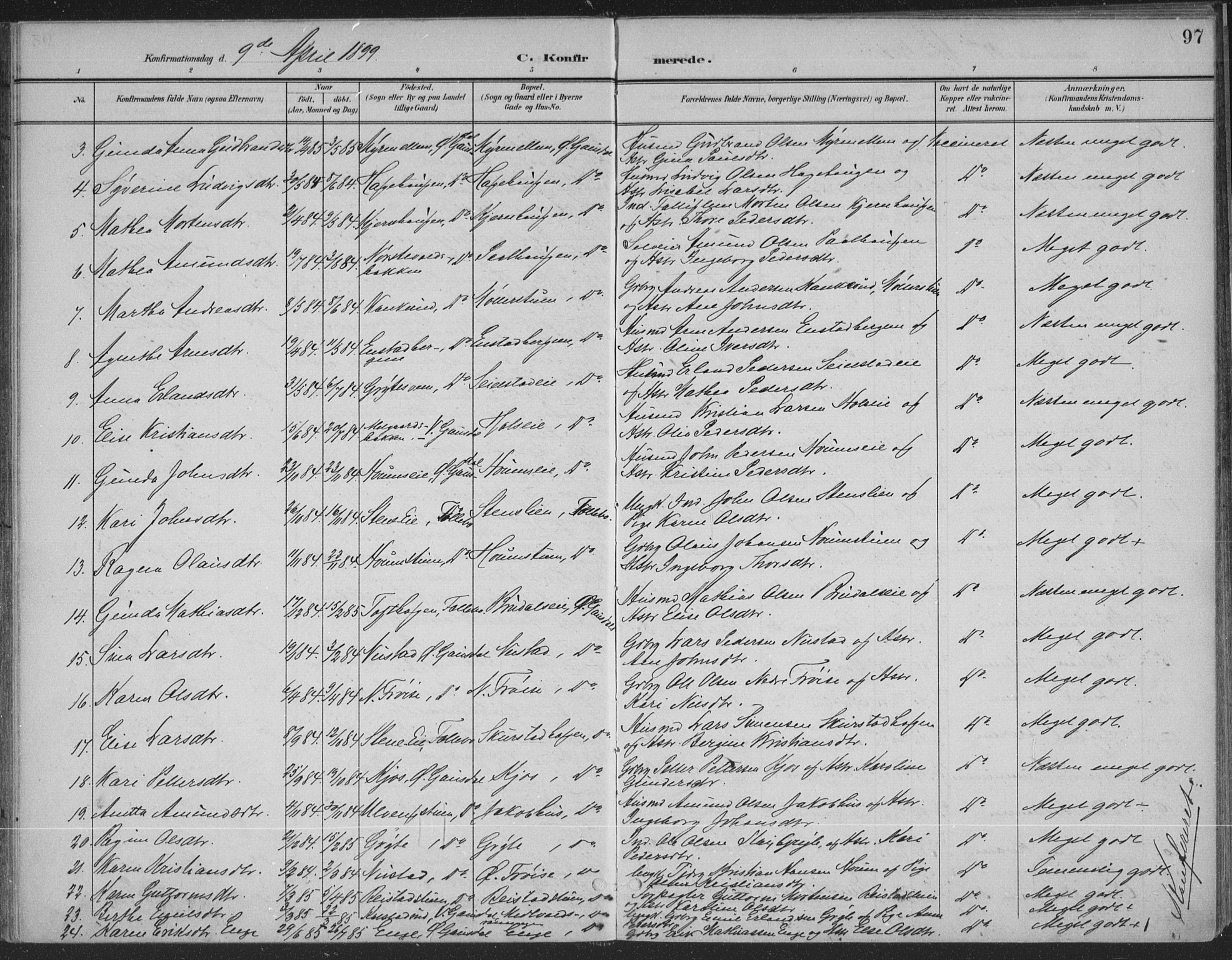 Østre Gausdal prestekontor, SAH/PREST-092/H/Ha/Haa/L0004: Parish register (official) no. 4, 1898-1914, p. 97