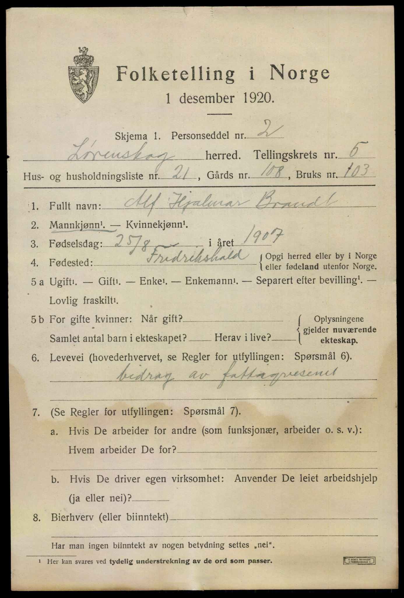 SAO, 1920 census for Lørenskog, 1920, p. 4534