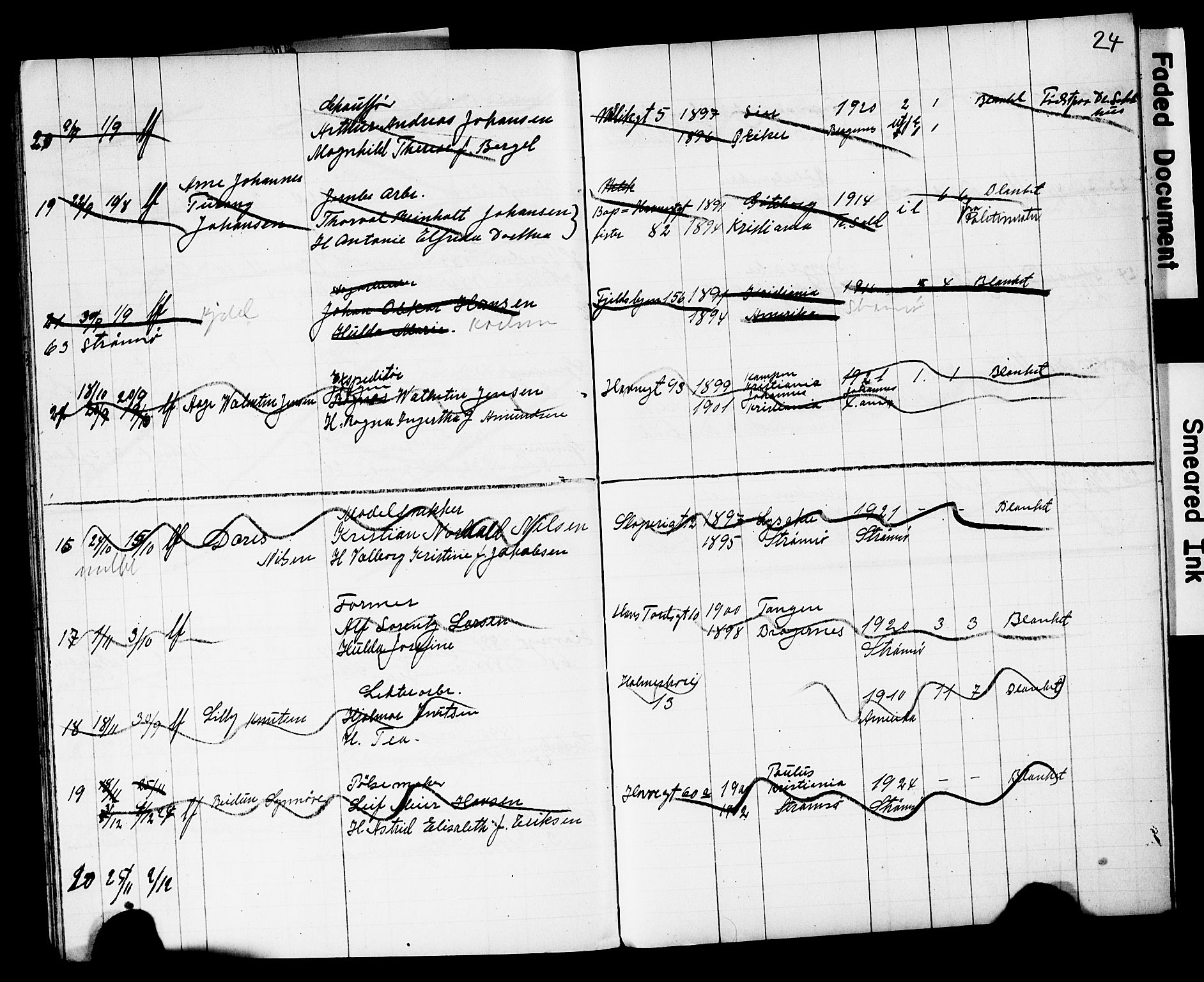 Strømsø kirkebøker, AV/SAKO-A-246/Y/Yb/L0003: Parish register draft no. II 3, 1921-1925, p. 24