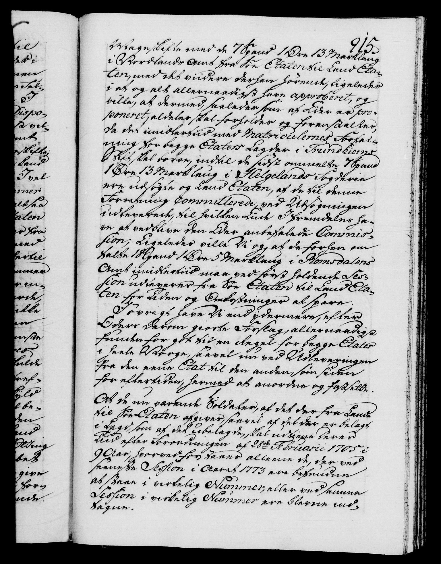 Danske Kanselli 1572-1799, AV/RA-EA-3023/F/Fc/Fca/Fcab/L0041: Norske tegnelser, 1773-1776, p. 915a